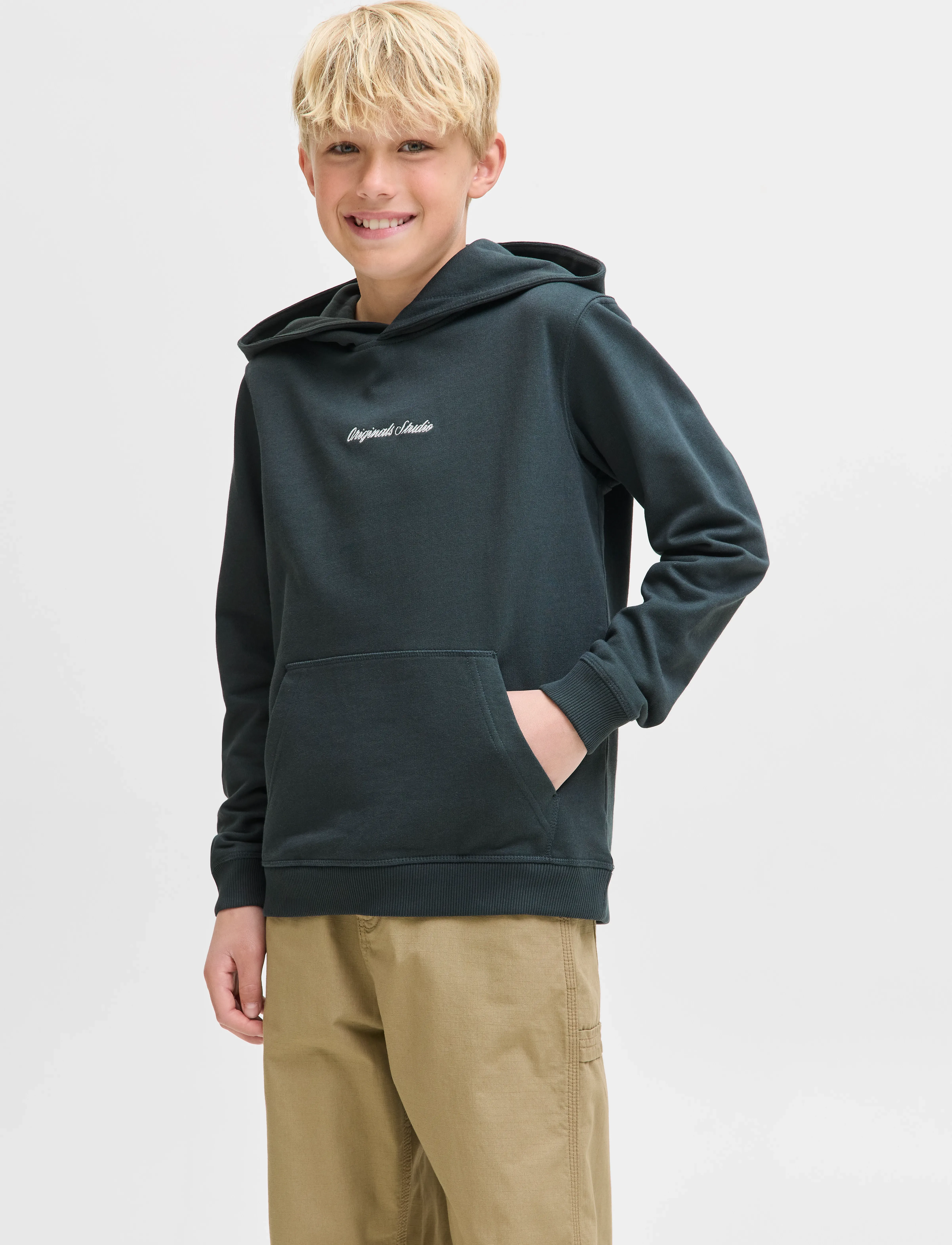 Jack & Jones JORNORREBRO EMB SWEAT HOOD NOOS JNR - Kapuzenpullover - FOREST RIVER / khaki/green