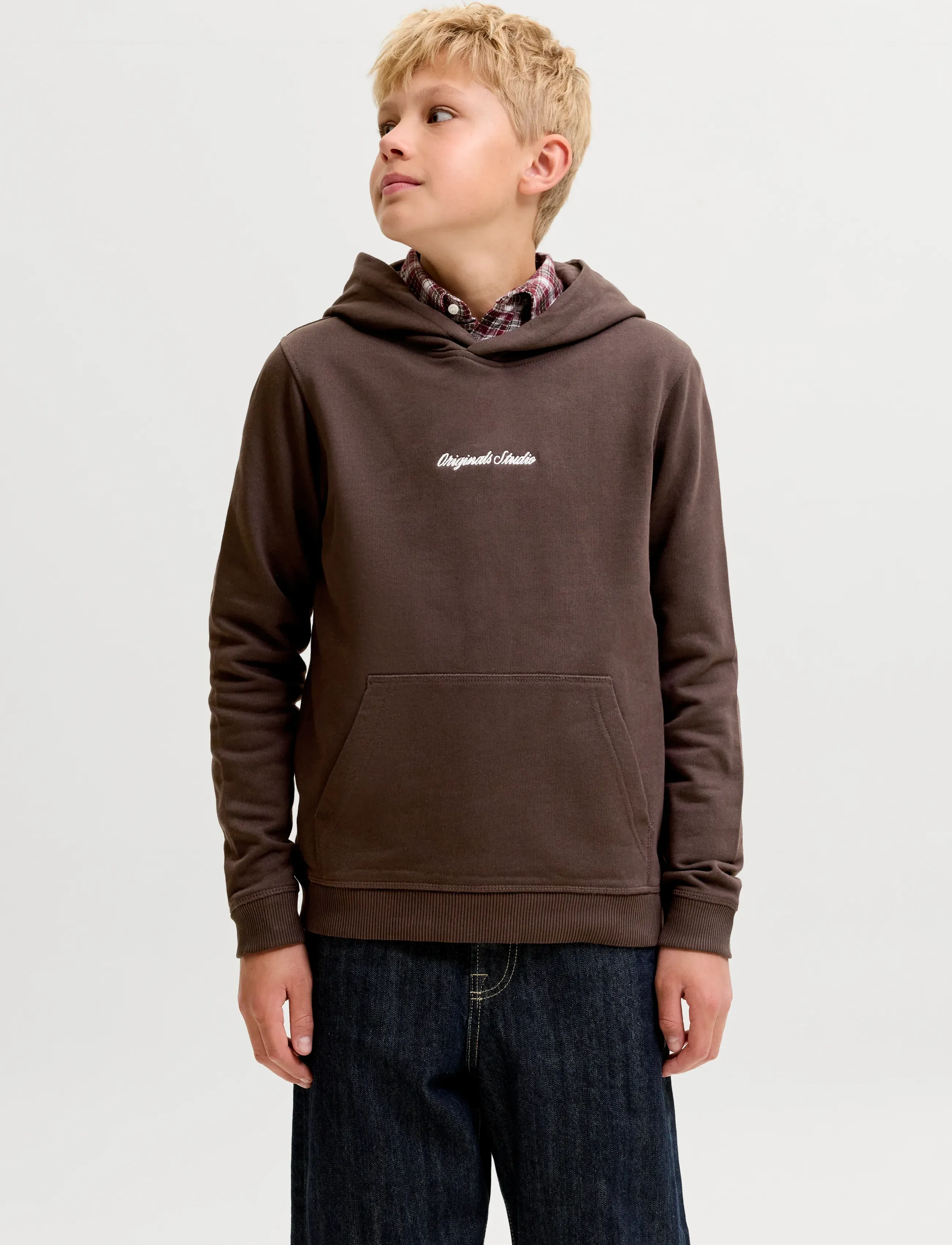 Jack & Jones JORNORREBRO EMB SWEAT HOOD NOOS JNR - Sweatshirts & Hoodies - JAVA / brown
