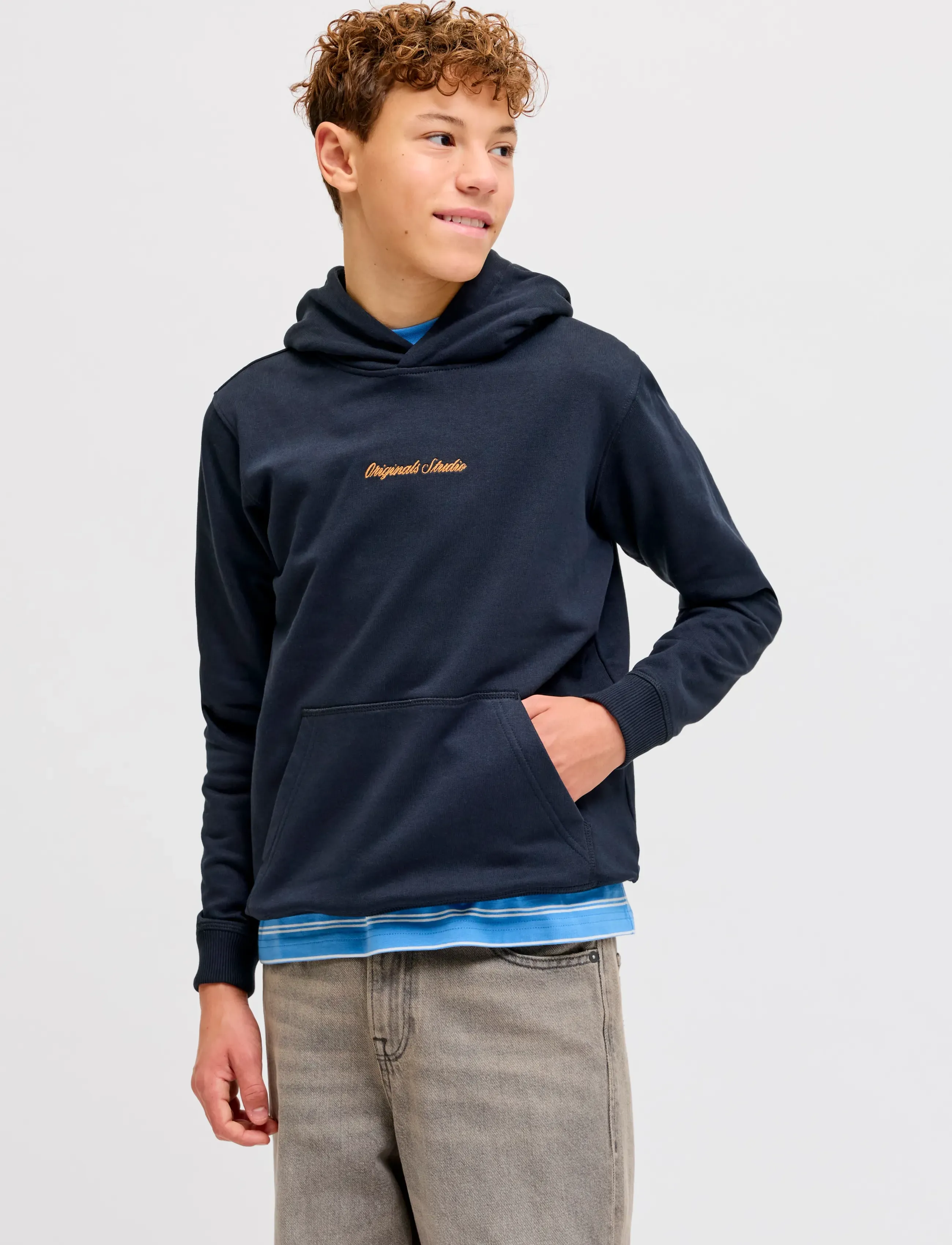 Jack & Jones JORNORREBRO EMB SWEAT HOOD NOOS JNR - Sweatshirts & Hoodies - SKY CAPTAIN / navy