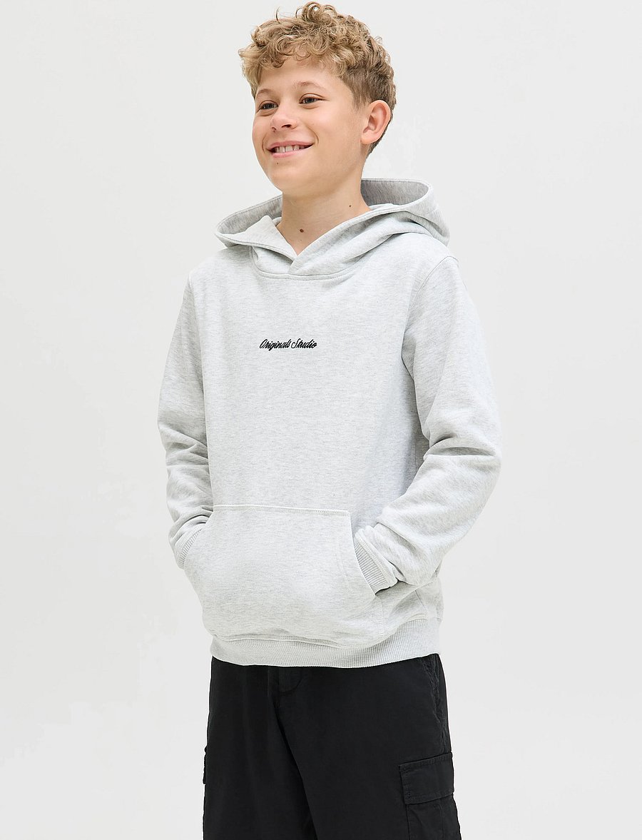 Jack & Jones - JORNORREBRO EMB SWEAT HOOD NOOS JNR - pulls à capuche - white melange - 0