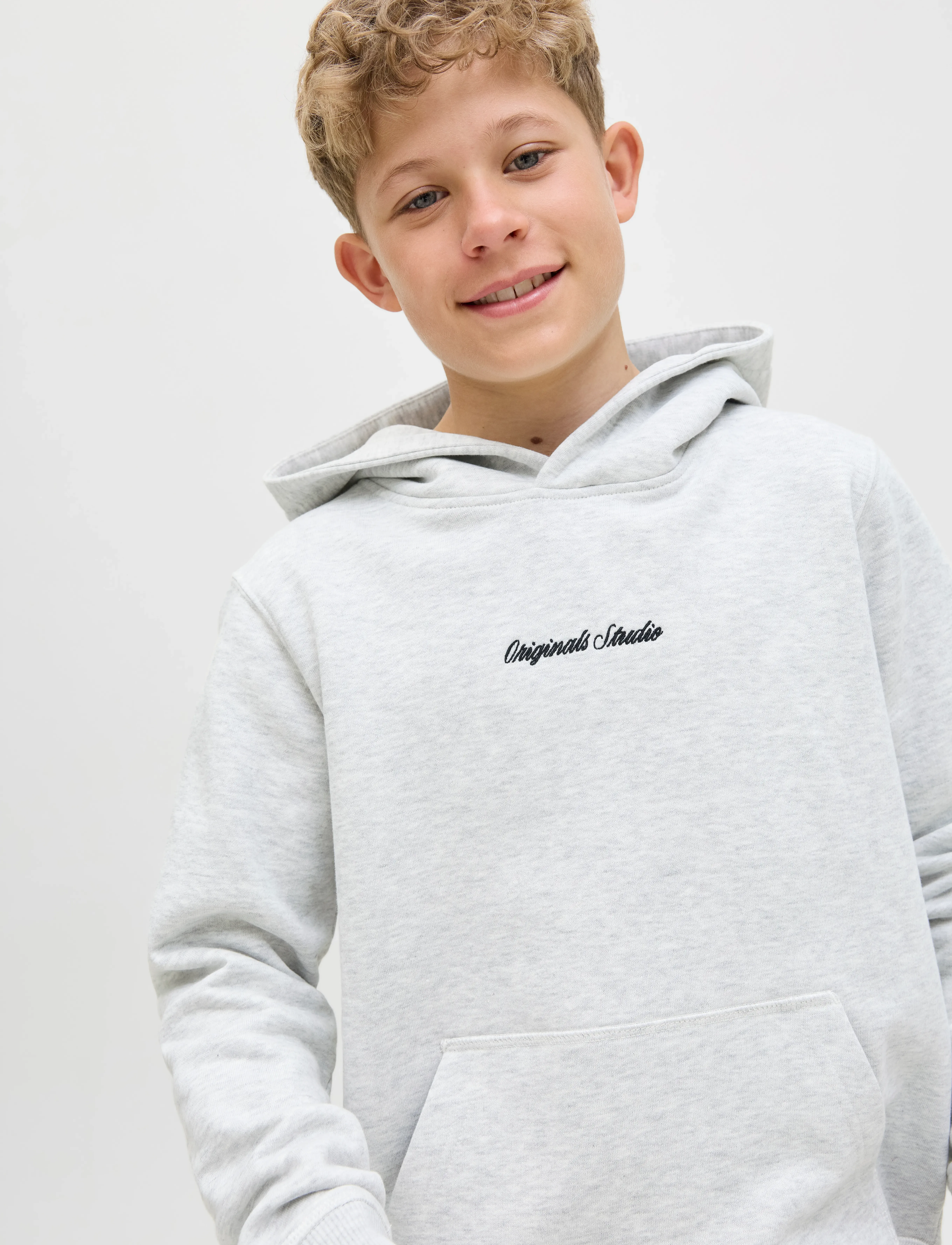 Jack & Jones - JORNORREBRO EMB SWEAT HOOD NOOS JNR - kapuzenpullover - white melange - 3
