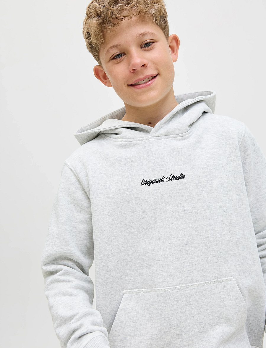 Jack & Jones - JORNORREBRO EMB SWEAT HOOD NOOS JNR - pulls à capuche - white melange - 3