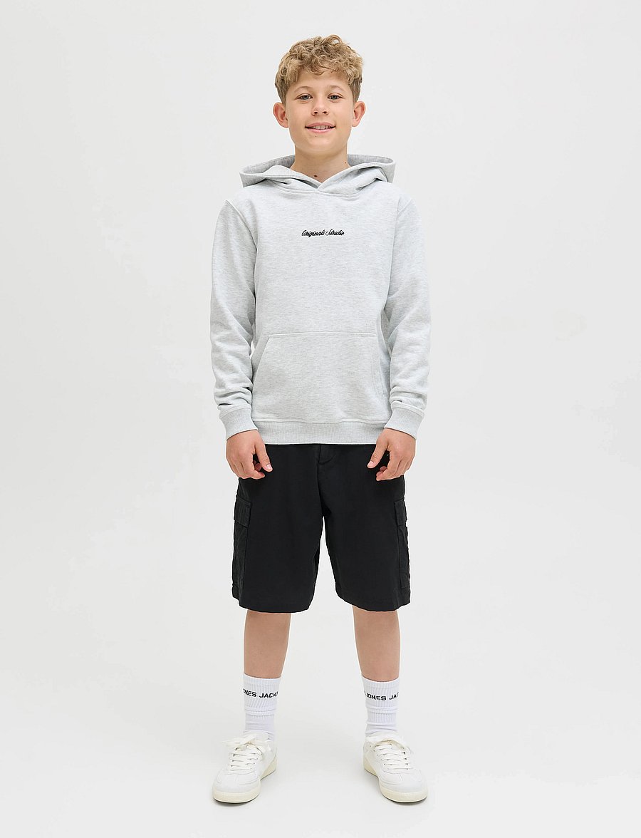 Jack & Jones - JORNORREBRO EMB SWEAT HOOD NOOS JNR - pulls à capuche - white melange - 4