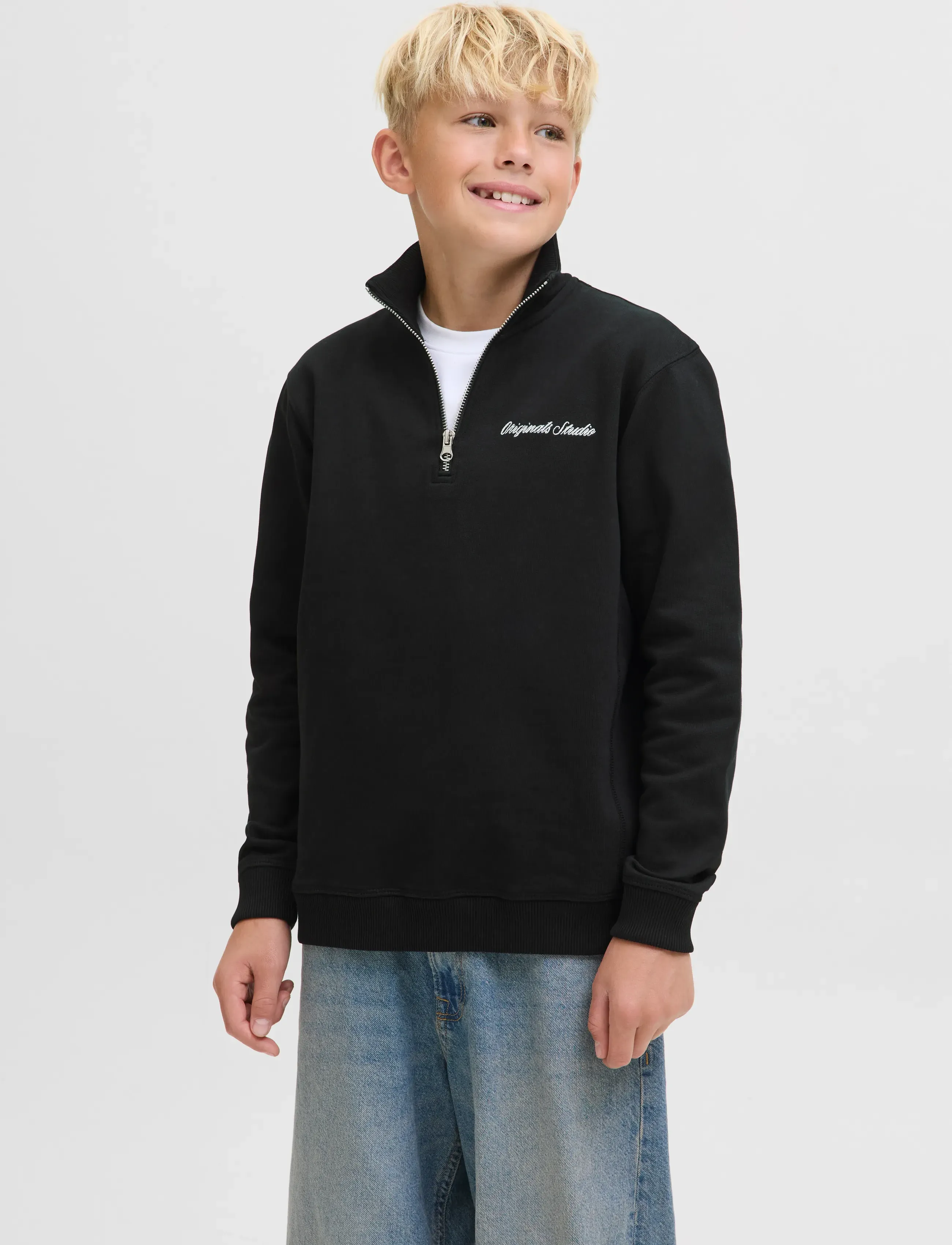 Jack & Jones - JORNORREBRO EMB SWEAT HIGH NECK JNR - sweatshirts - black - 0
