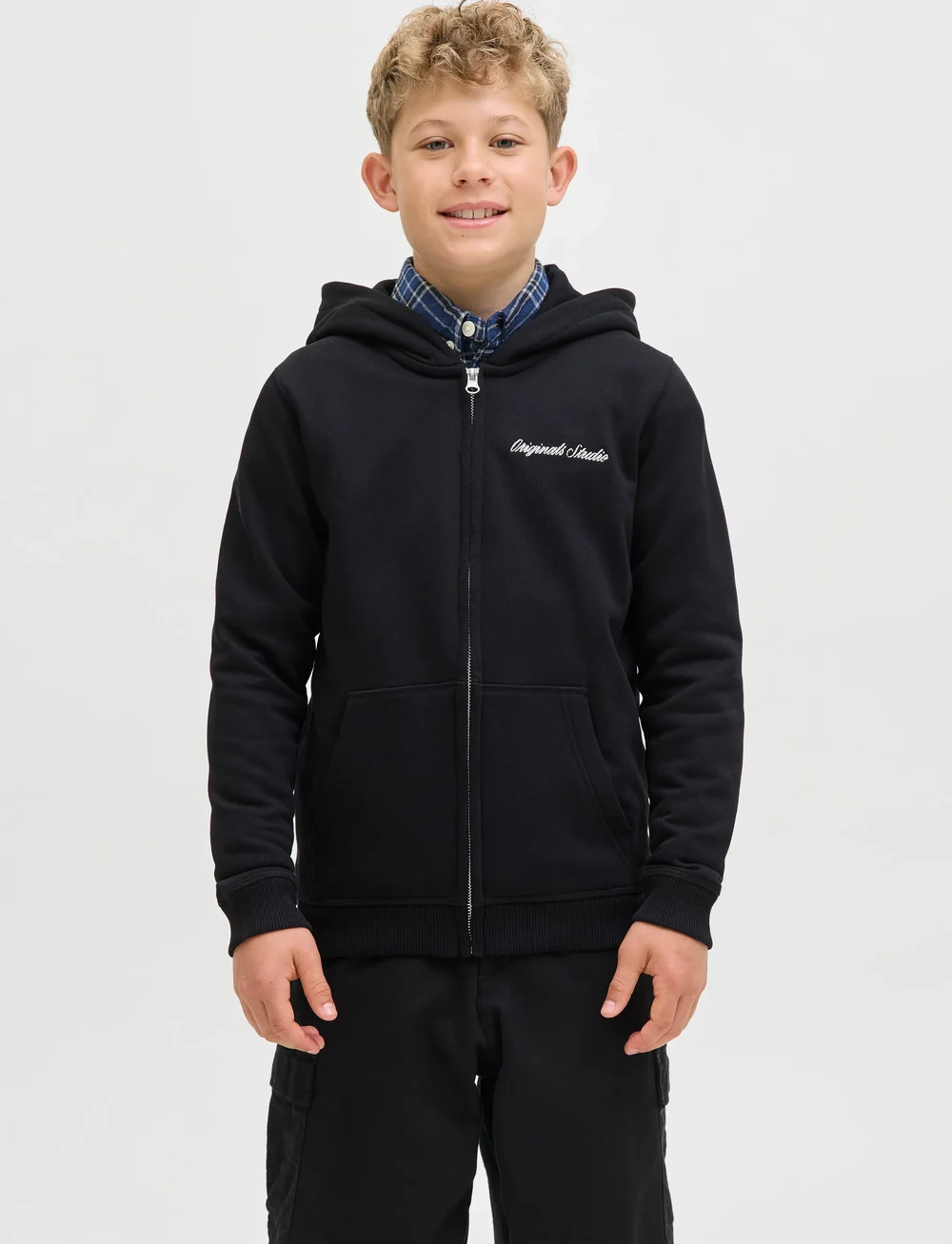 Jack & Jones - JORNORREBRO EMB SWEAT ZIP HOOD JNR - kapuzenpullover - black - 0