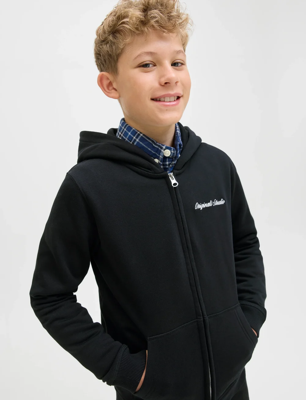 Jack & Jones - JORNORREBRO EMB SWEAT ZIP HOOD JNR - kapuzenpullover - black - 5