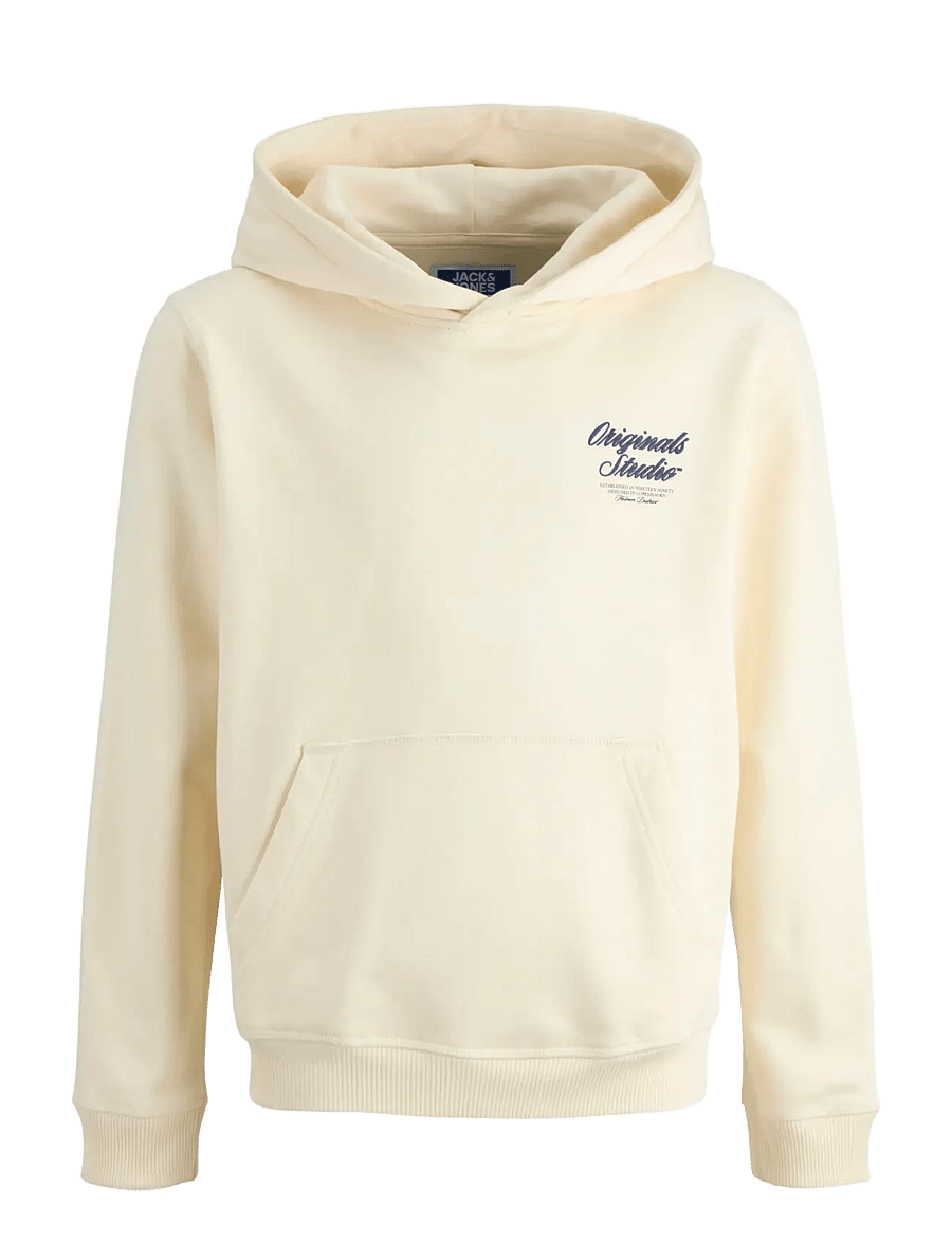 Jack & Jones - JORNORREBRO TYPO BACK SWEAT HOOD SN JNR - hættetrøjer - antique white - 1