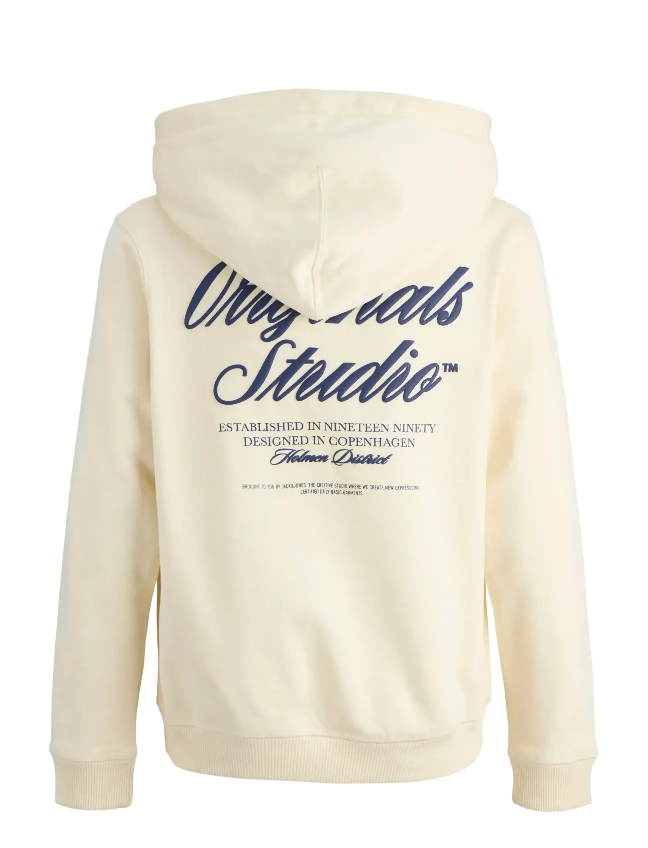 Jack & Jones - JORNORREBRO TYPO BACK SWEAT HOOD SN JNR - hættetrøjer - antique white - 2