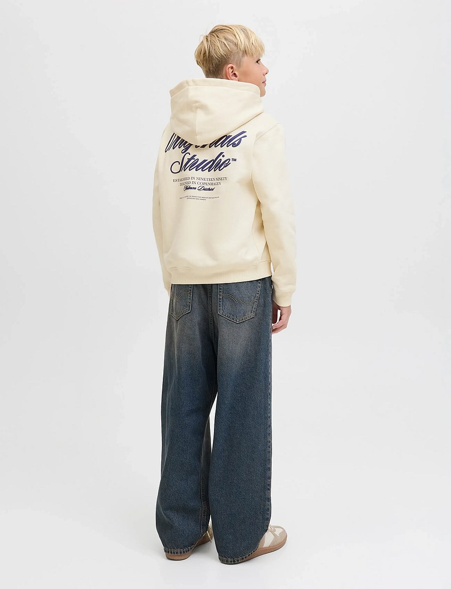 Jack & Jones - JORNORREBRO TYPO BACK SWEAT HOOD SN JNR - hættetrøjer - antique white - 3