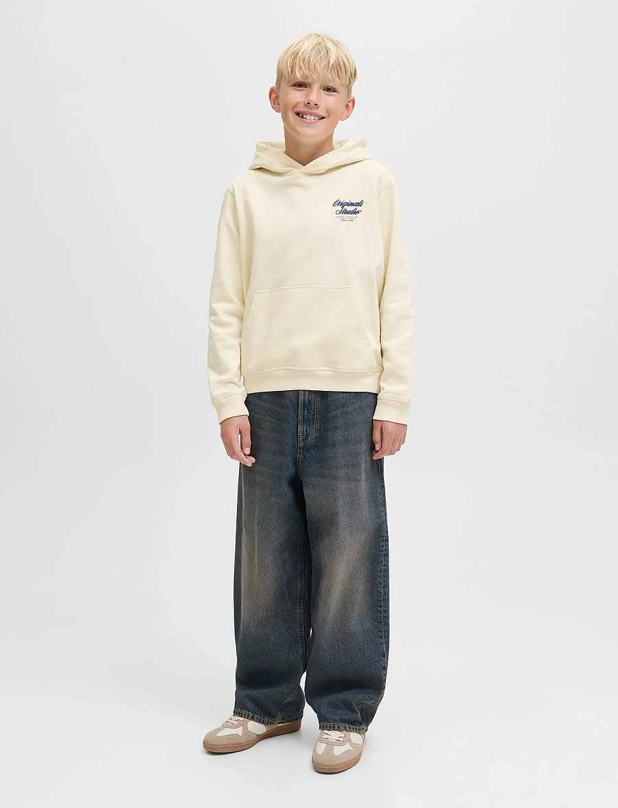 Jack & Jones - JORNORREBRO TYPO BACK SWEAT HOOD SN JNR - hættetrøjer - antique white - 4
