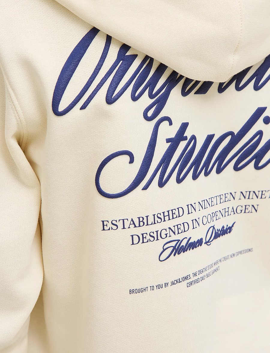 Jack & Jones - JORNORREBRO TYPO BACK SWEAT HOOD SN JNR - hættetrøjer - antique white - 5
