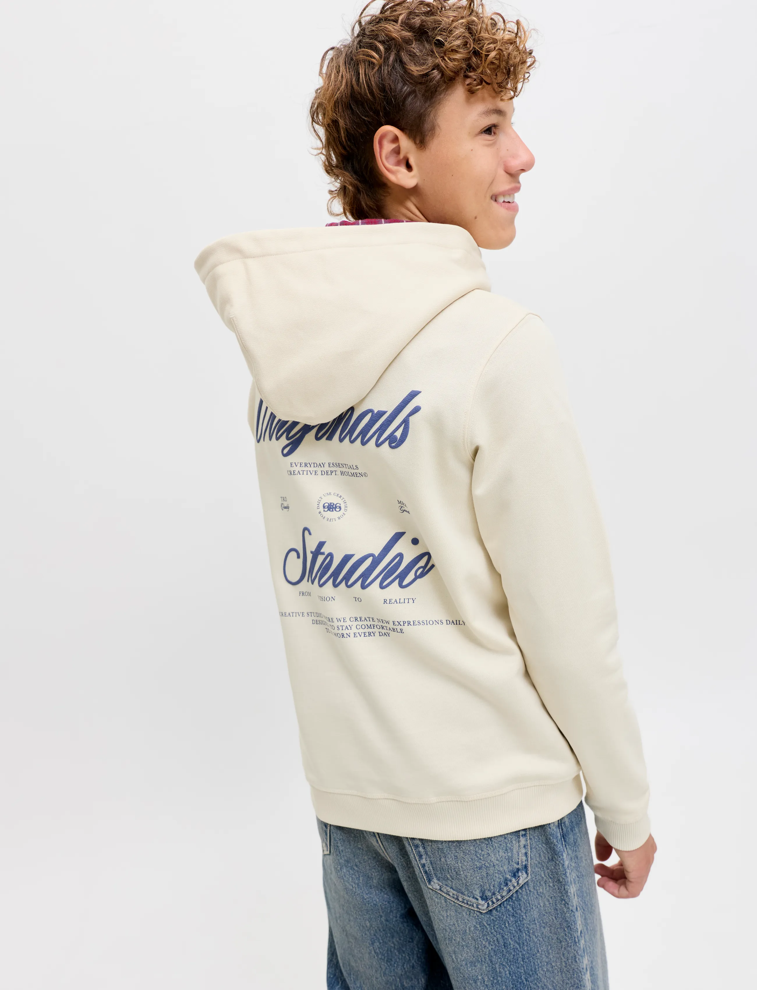 Jack & Jones - JORNORREBRO TYPO BACK SWEAT HOOD SN JNR - kapuzenpullover - antique white - 5