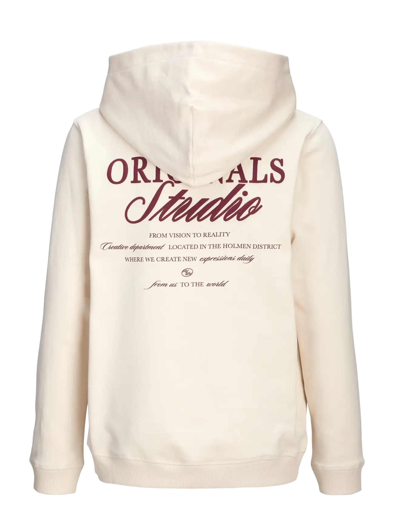 Jack & Jones - JORNORREBRO TYPO BACK SWEAT HOOD SN JNR - hættetrøjer - antique white - 2