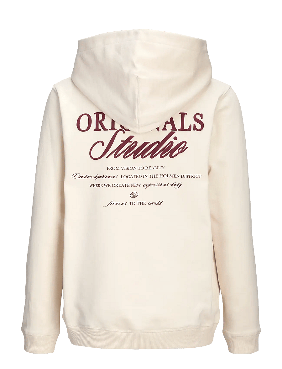 Jack & Jones - JORNORREBRO TYPO BACK SWEAT HOOD SN JNR - hættetrøjer - antique white - 2
