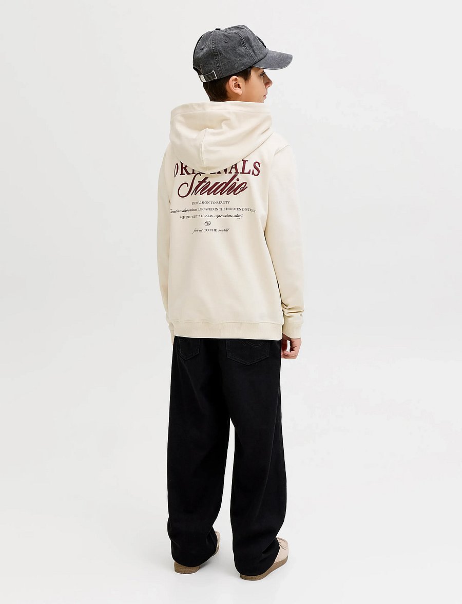 Jack & Jones - JORNORREBRO TYPO BACK SWEAT HOOD SN JNR - hættetrøjer - antique white - 3