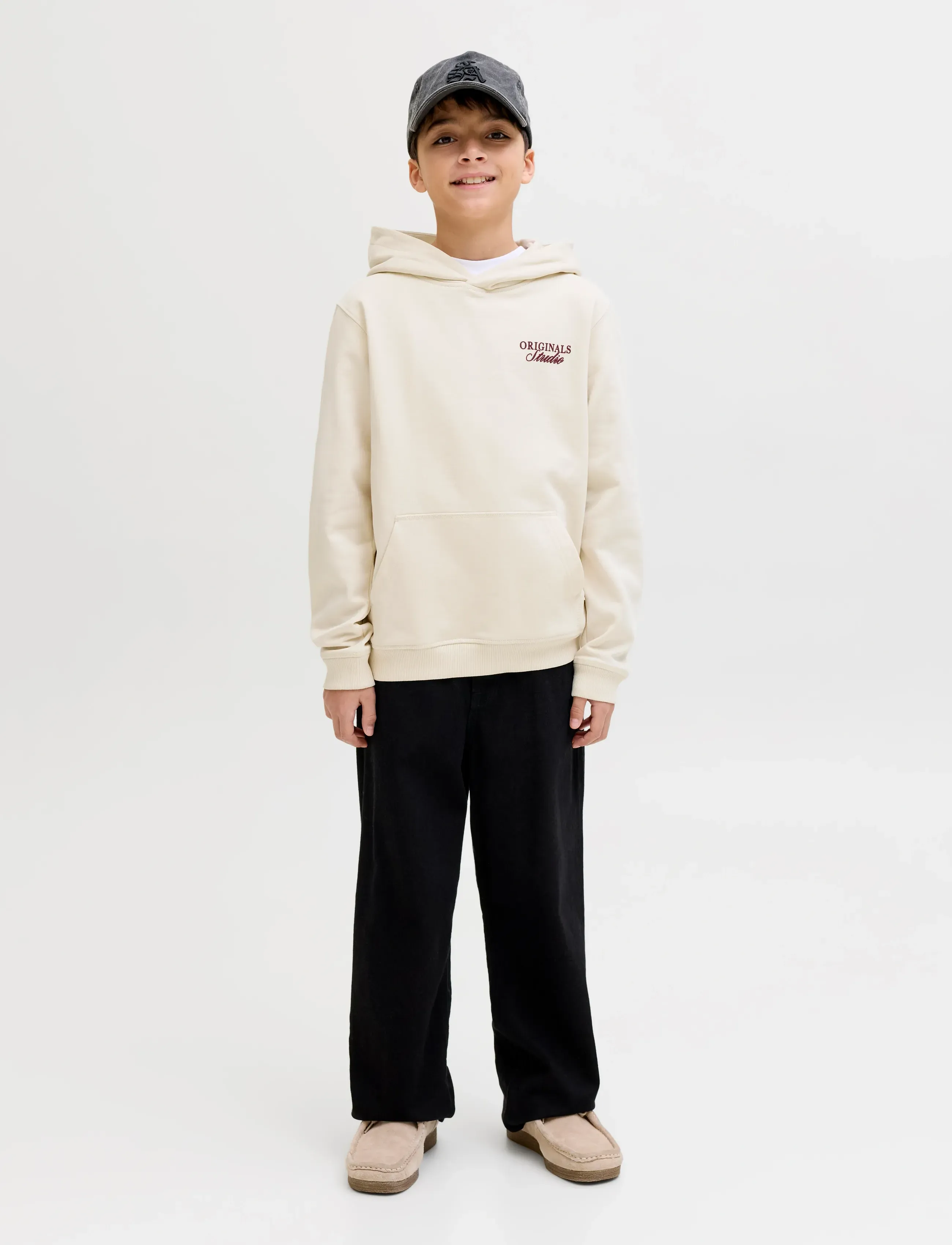 Jack & Jones - JORNORREBRO TYPO BACK SWEAT HOOD SN JNR - hættetrøjer - antique white - 4