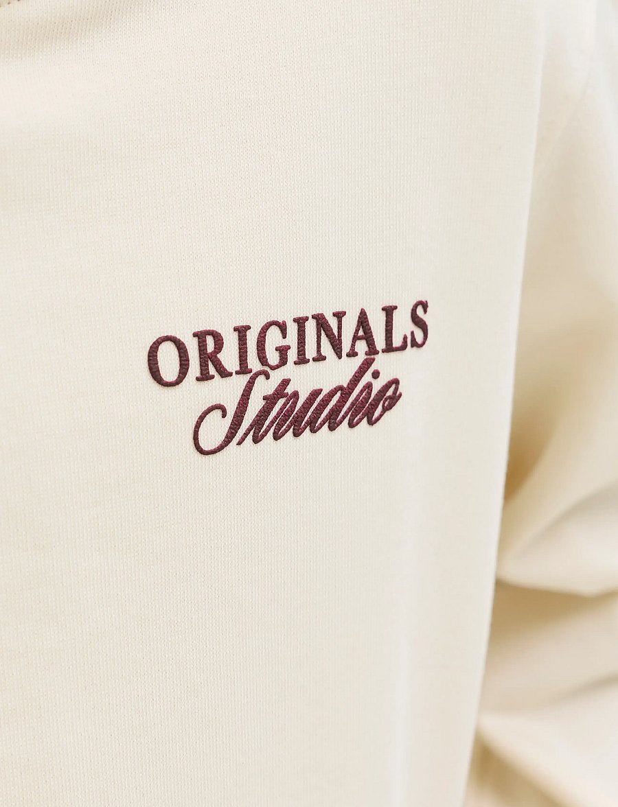 Jack & Jones - JORNORREBRO TYPO BACK SWEAT HOOD SN JNR - hættetrøjer - antique white - 5
