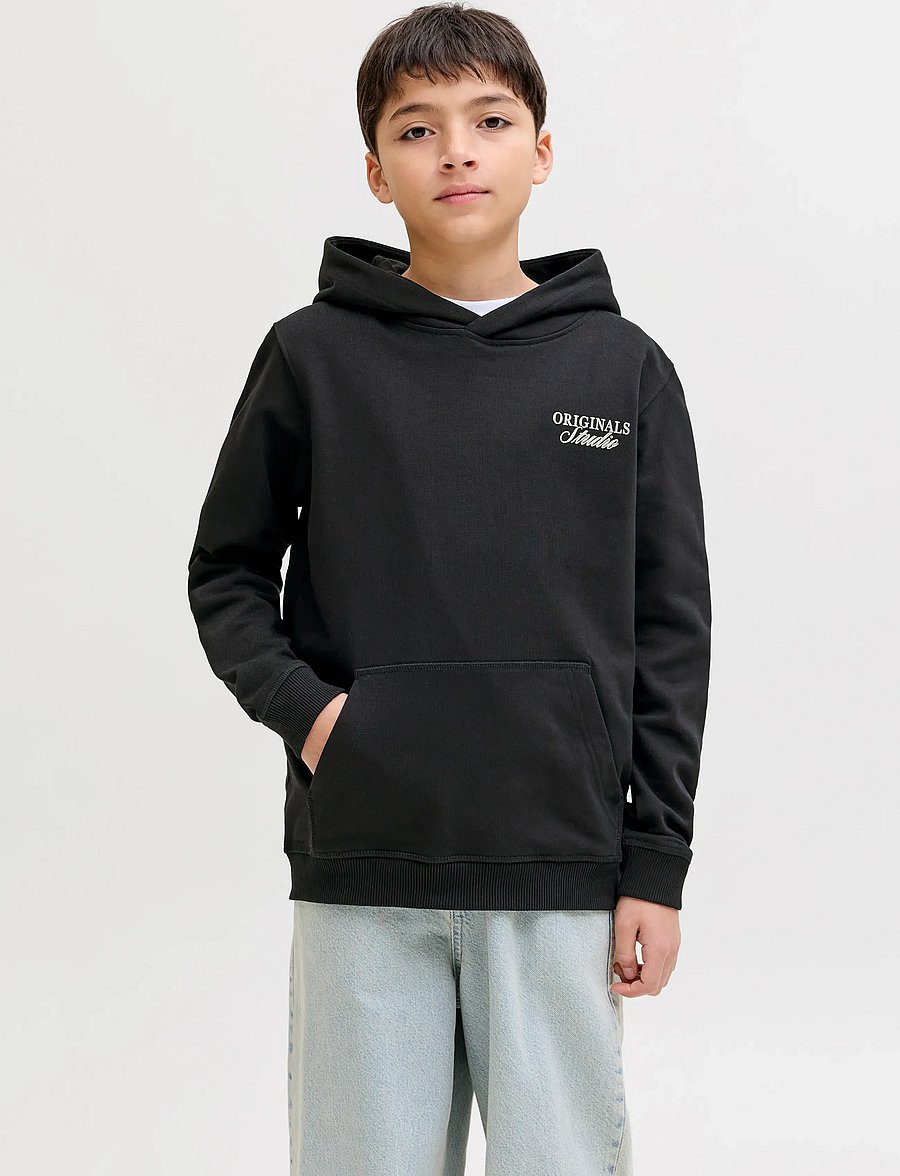 Jack & Jones - JORNORREBRO TYPO BACK SWEAT HOOD SN JNR - hættetrøjer - black - 0