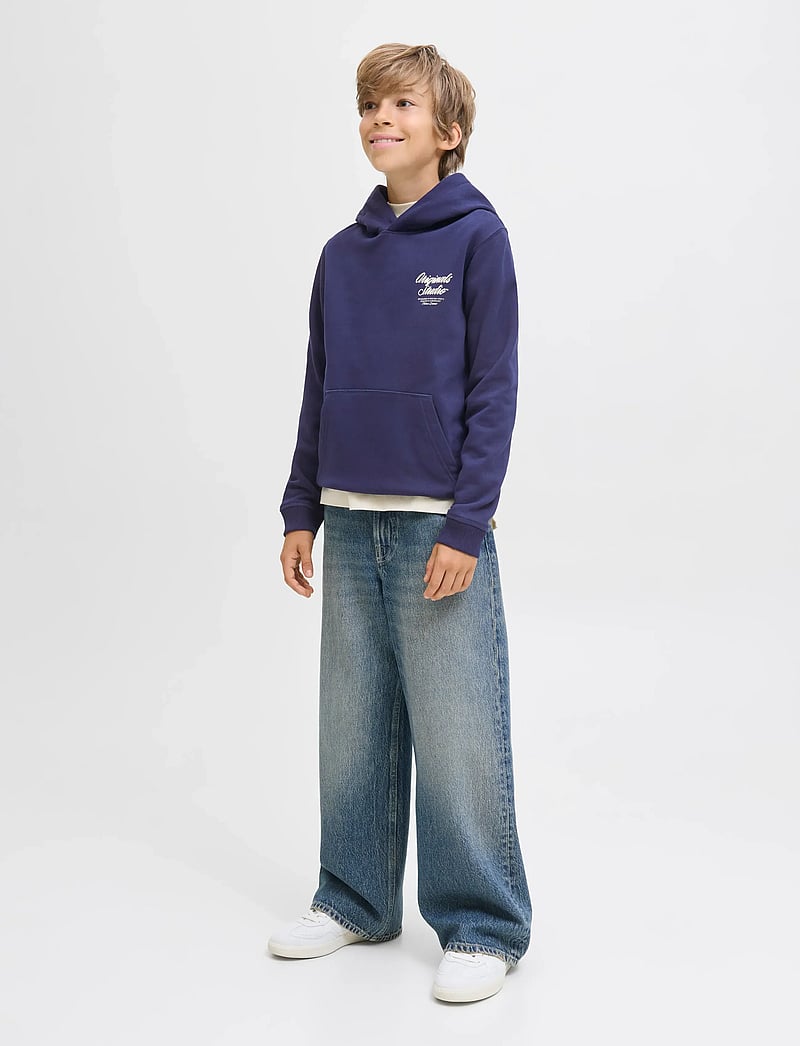 Jack & Jones - JORNORREBRO TYPO BACK SWEAT HOOD SN JNR - hættetrøjer - ocean cavern - 0