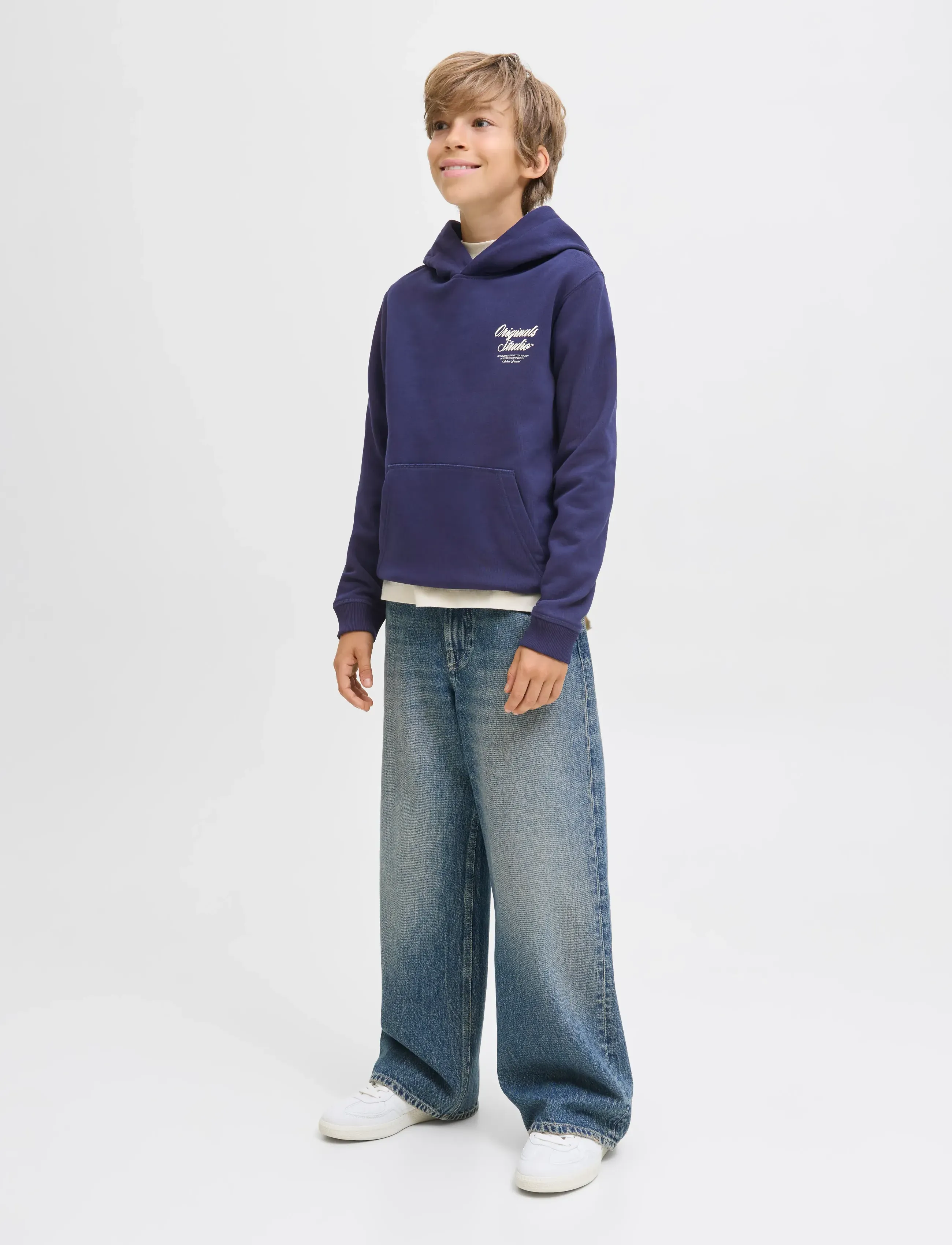 Jack & Jones JORNORREBRO TYPO BACK SWEAT HOOD SN JNR - Överdelar - OCEAN CAVERN / navy