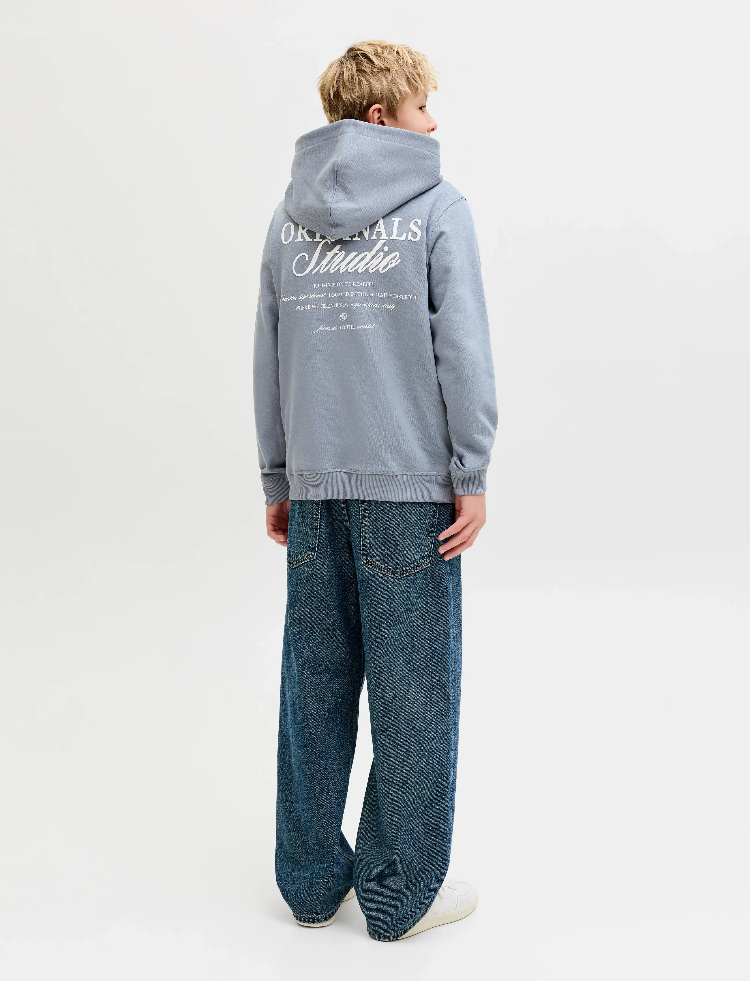 Jack & Jones - JORNORREBRO TYPO BACK SWEAT HOOD SN JNR - hættetrøjer - tradewinds - 3