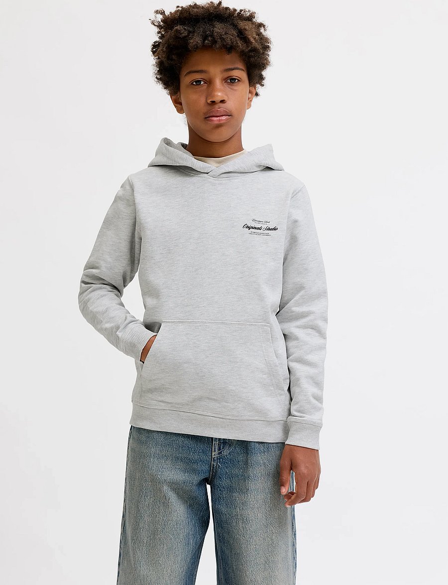 Jack & Jones - JORNORREBRO TYPO BACK SWEAT HOOD SN JNR - kapuzenpullover - white melange - 0