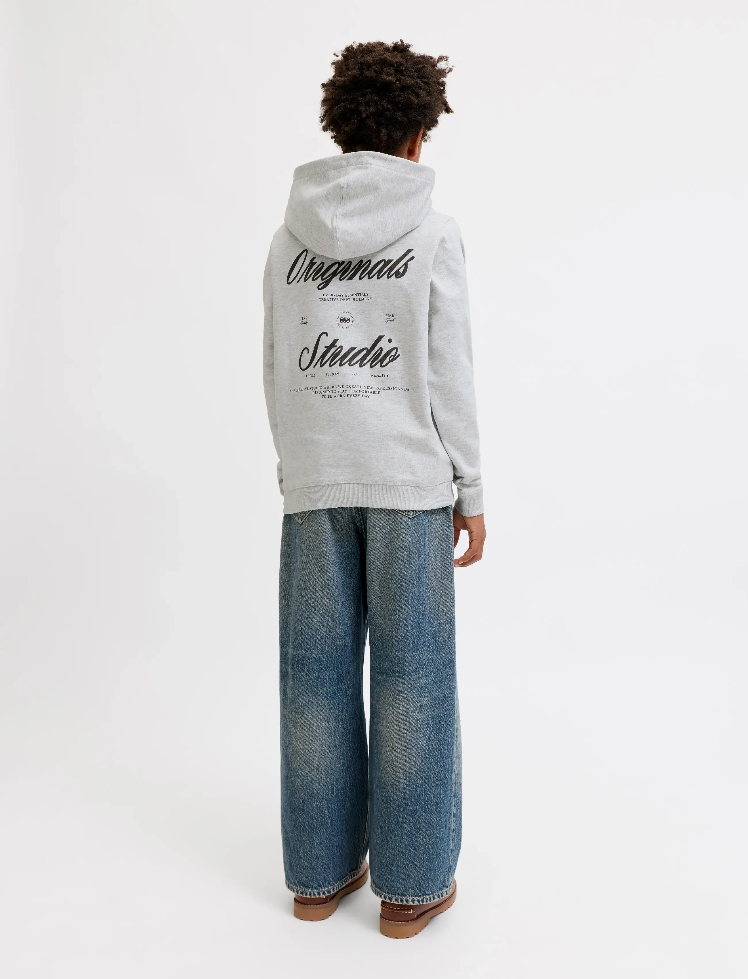 Jack & Jones - JORNORREBRO TYPO BACK SWEAT HOOD SN JNR - kapuzenpullover - white melange - 3