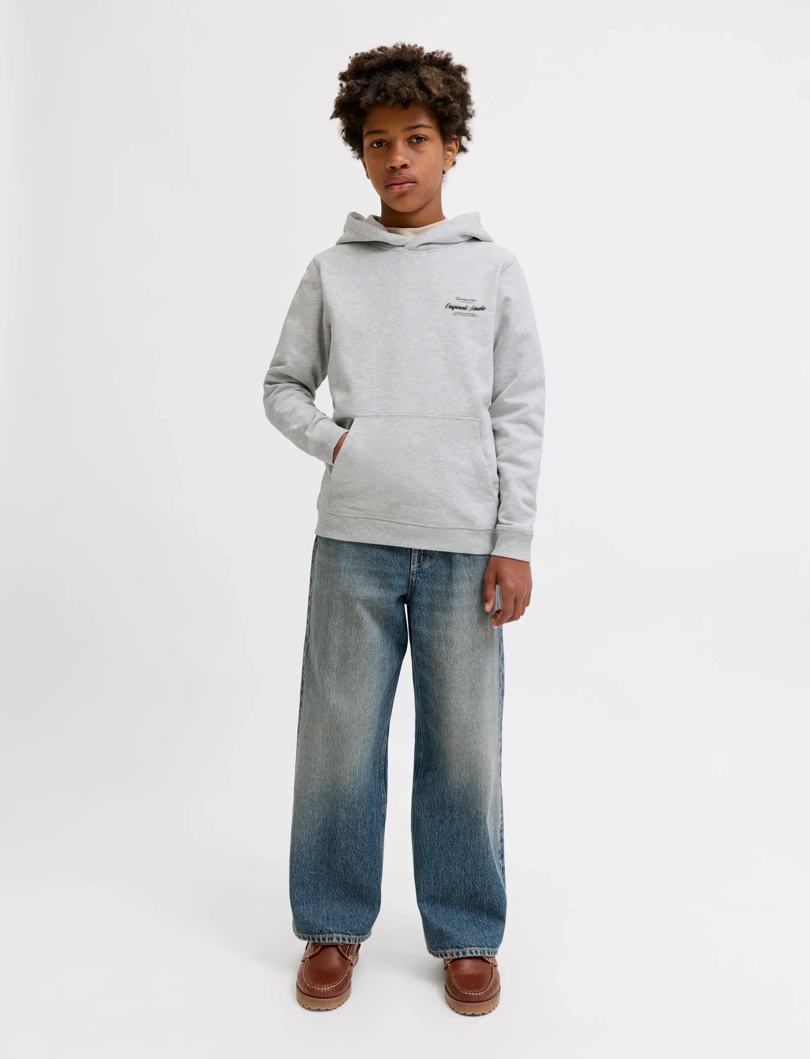 Jack & Jones - JORNORREBRO TYPO BACK SWEAT HOOD SN JNR - kapuzenpullover - white melange - 4