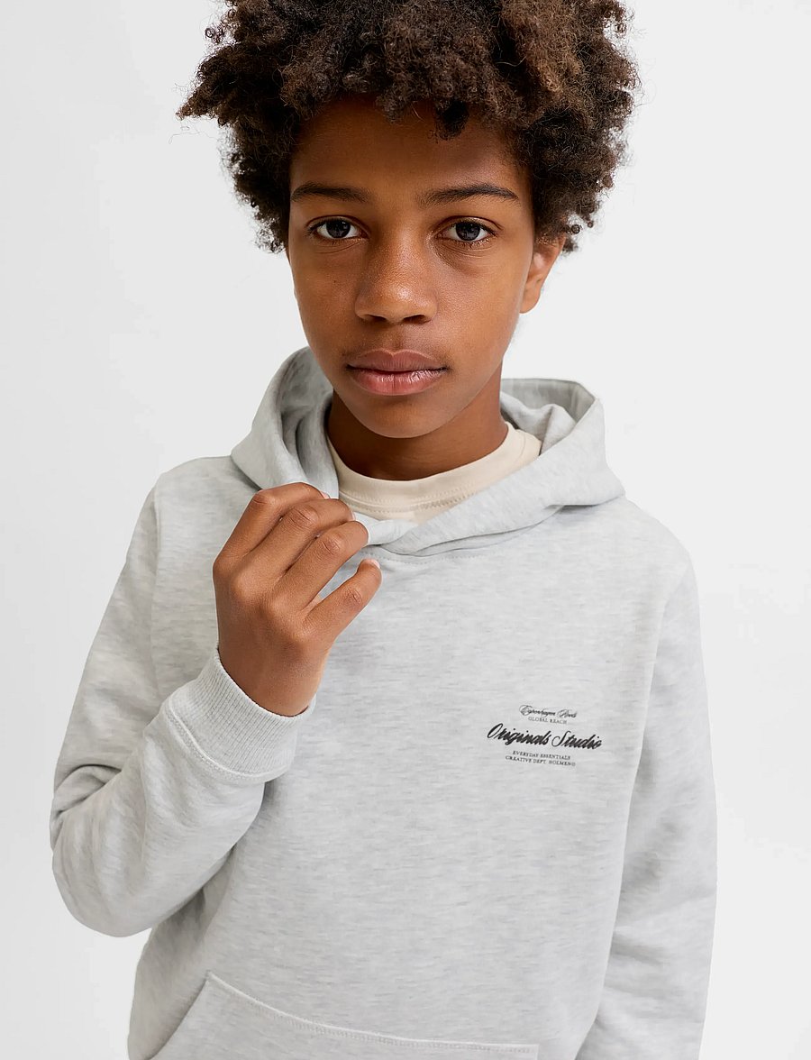 Jack & Jones - JORNORREBRO TYPO BACK SWEAT HOOD SN JNR - kapuzenpullover - white melange - 5