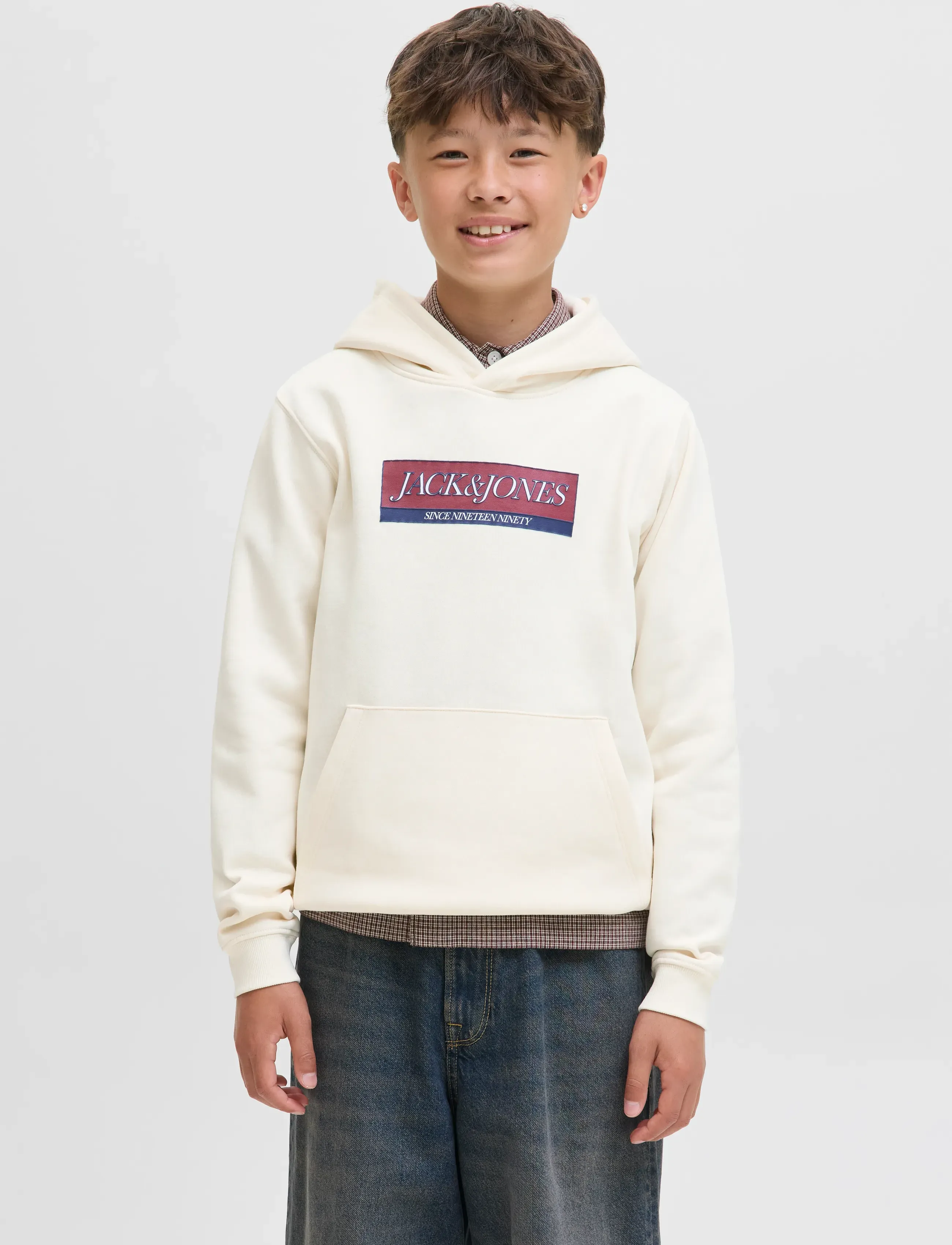 Jack & Jones JORINWOOD BLOCK BRANDING SWEAT NOOS JNR - Sweatshirts - ANTIQUE WHITE / cream