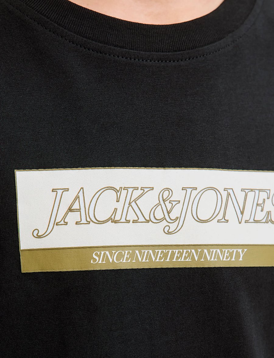 Jack & Jones - JORINWOOD BLOCK BRAND TEE SS CN NOOS JNR - kurzärmelige - black - 4