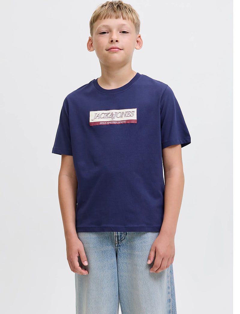 Jack & Jones - JORINWOOD BLOCK BRAND TEE SS CN NOOS JNR - kortærmede t-shirts - ocean cavern - 0