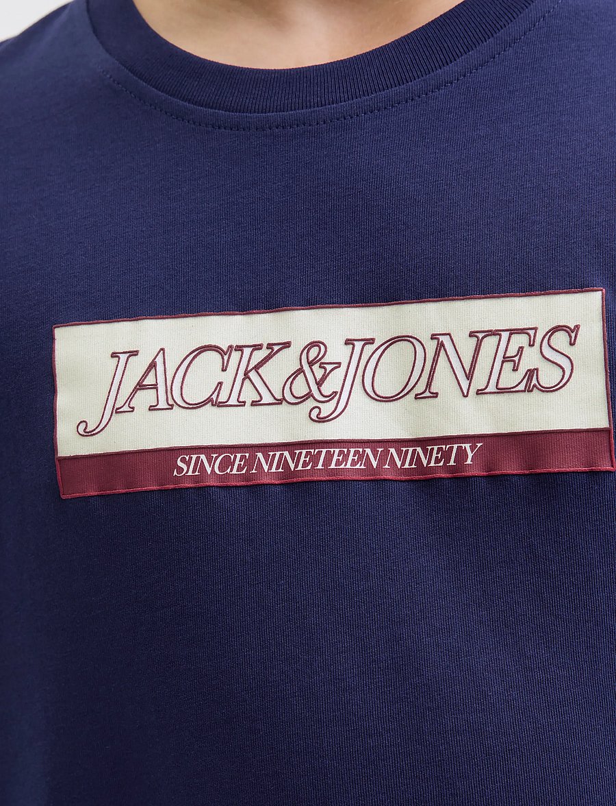 Jack & Jones - JORINWOOD BLOCK BRAND TEE SS CN NOOS JNR - stutterma bolir - ocean cavern - 3