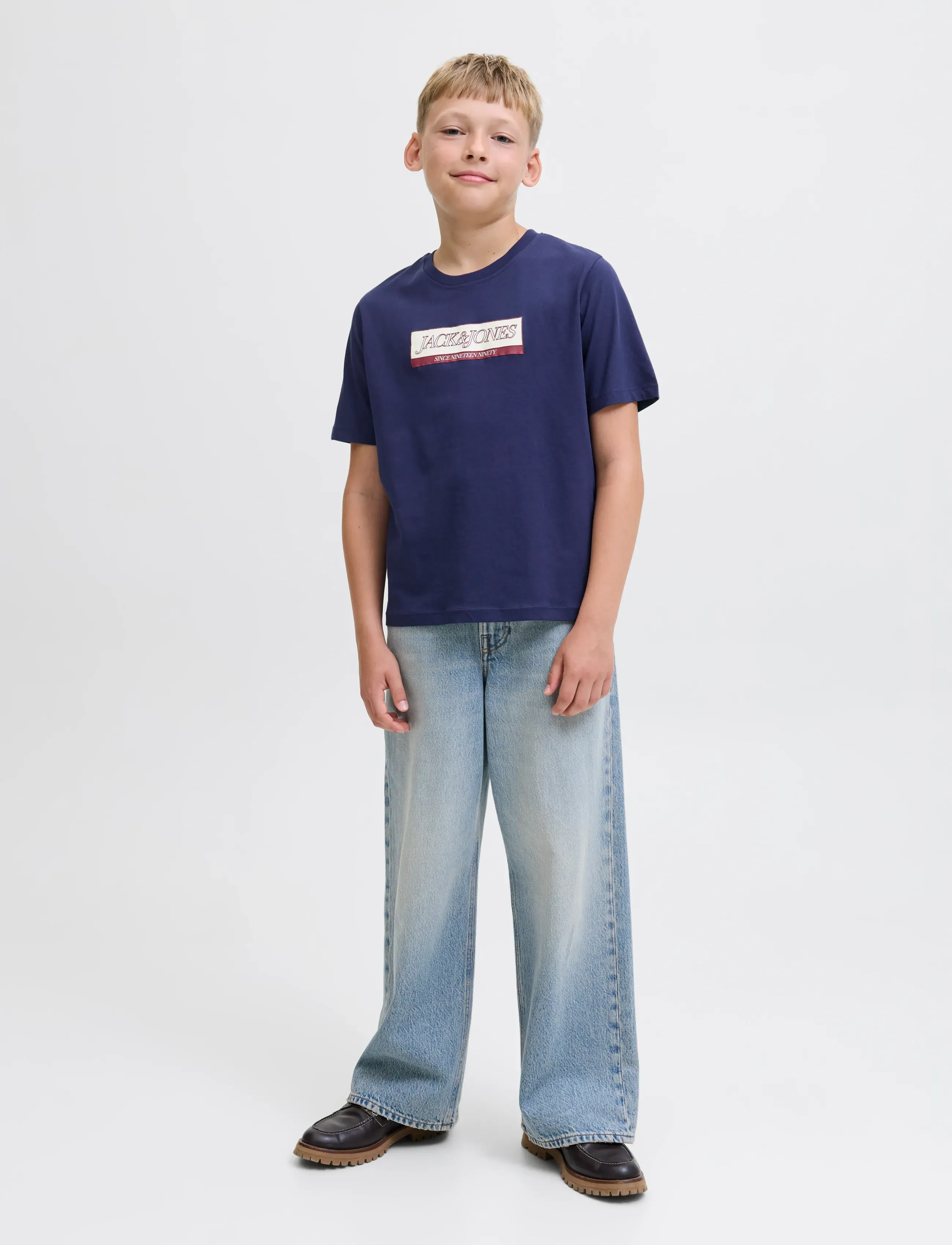 Jack & Jones - JORINWOOD BLOCK BRAND TEE SS CN NOOS JNR - stutterma bolir - ocean cavern - 4