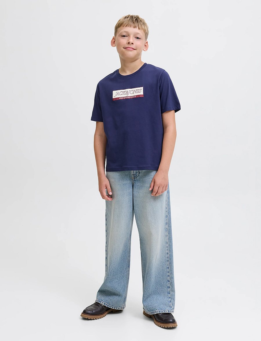 Jack & Jones - JORINWOOD BLOCK BRAND TEE SS CN NOOS JNR - stutterma bolir - ocean cavern - 4