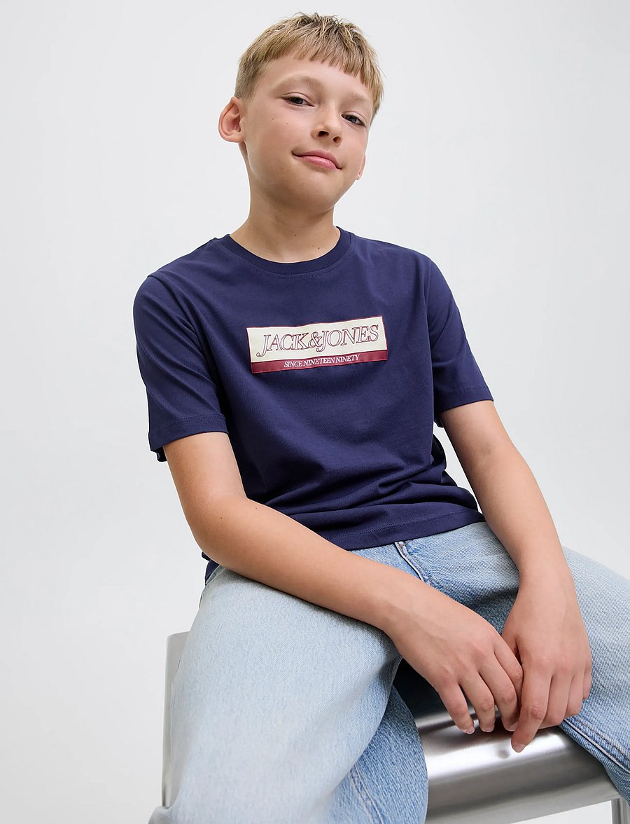 Jack & Jones - JORINWOOD BLOCK BRAND TEE SS CN NOOS JNR - stutterma bolir - ocean cavern - 5
