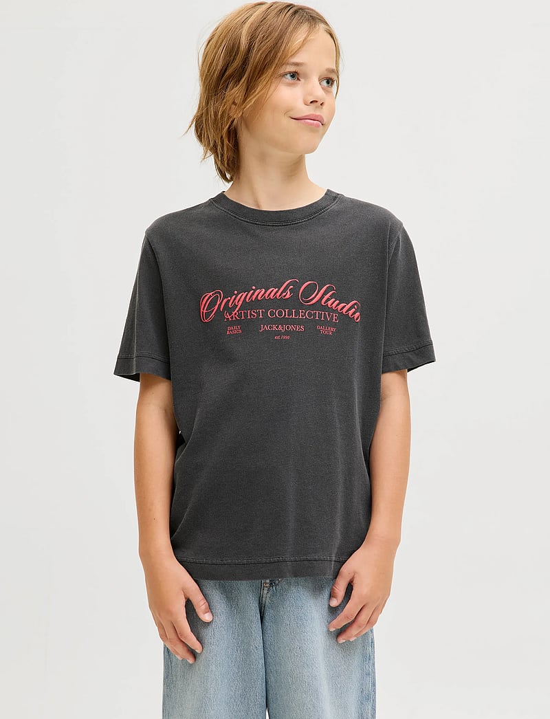Jack & Jones - JORINWOOD WASH TEE SS CREW NECK JNR - kortærmede t-shirts - black - 0