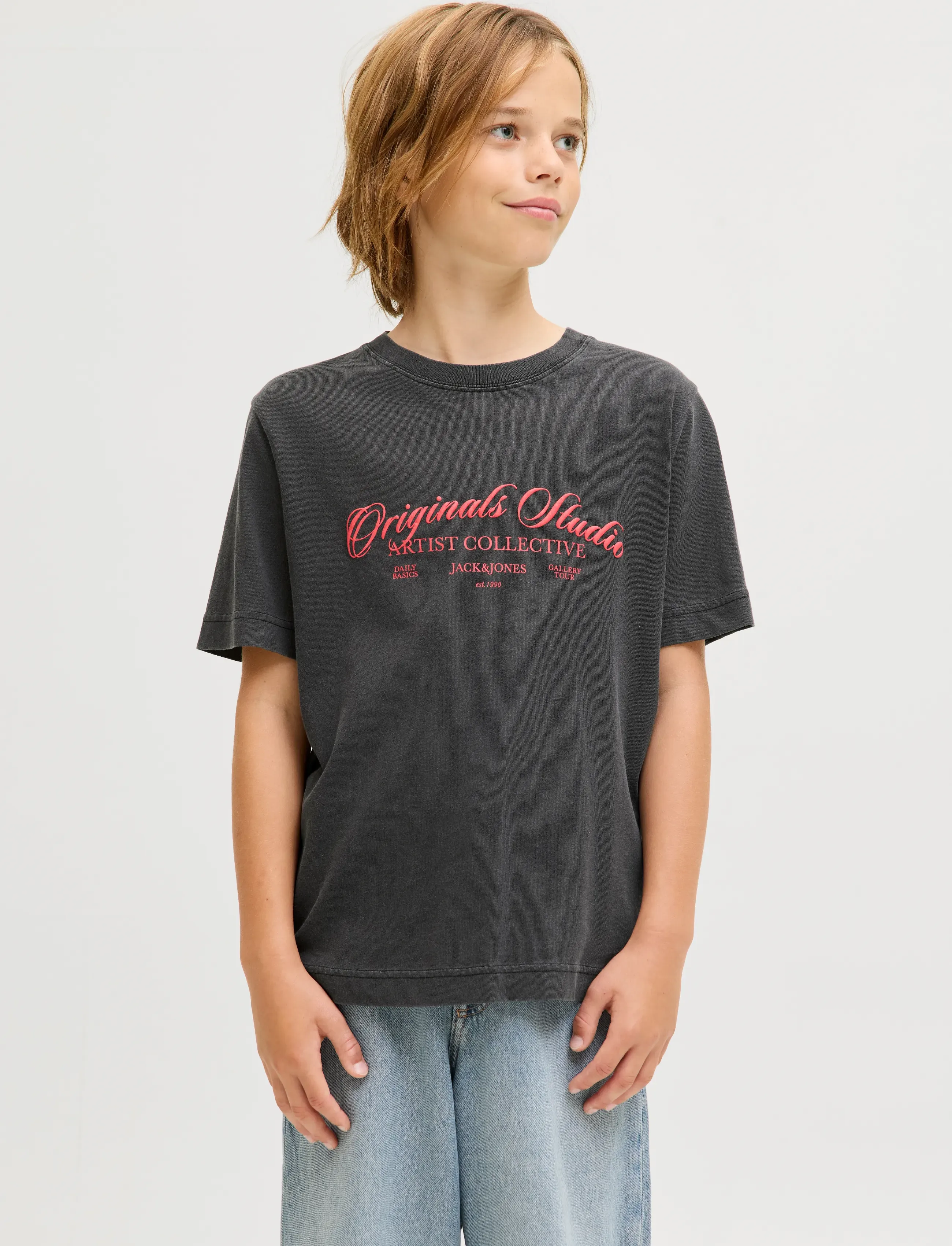 Jack & Jones - JORINWOOD WASH TEE SS CREW NECK JNR - lühikeste varrukatega t-särgid - black - 0