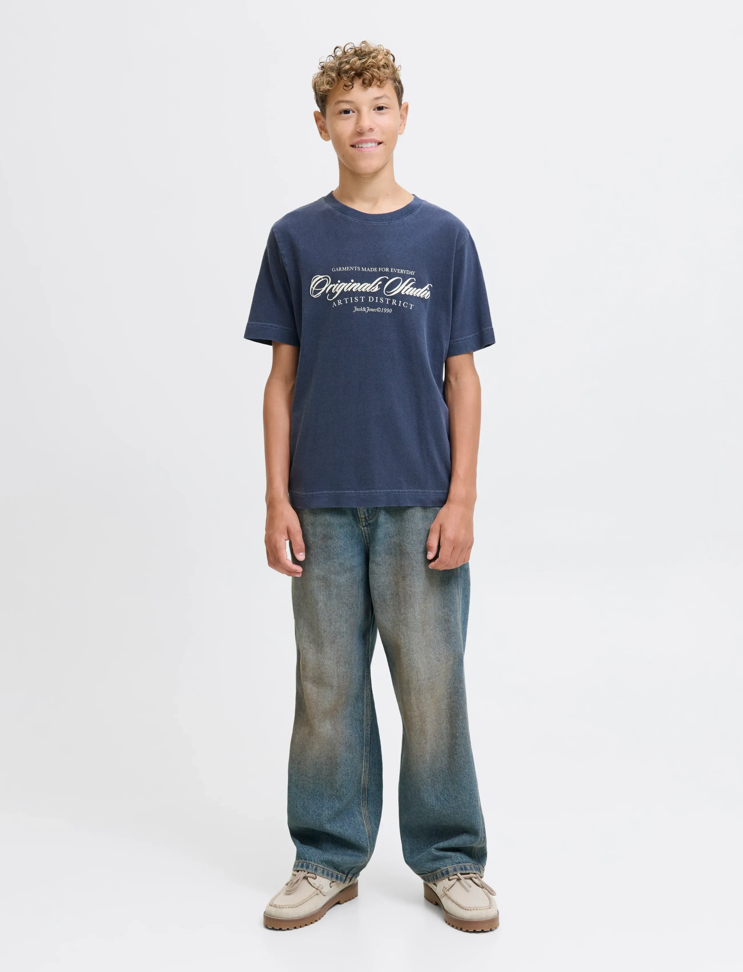 Jack & Jones - JORINWOOD WASH TEE SS CREW NECK JNR - kortærmede t-shirts - ocean cavern - 3