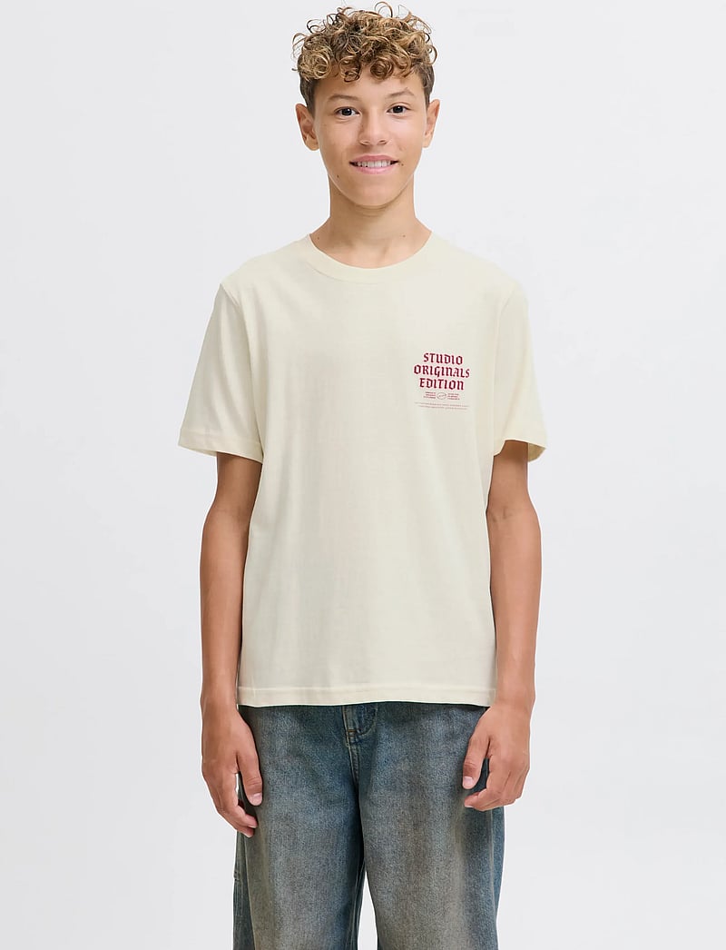Jack & Jones - JORMEADOWS TYPO TEE SS CREW NECK JNR - short-sleeved t-shirts - antique white - 0