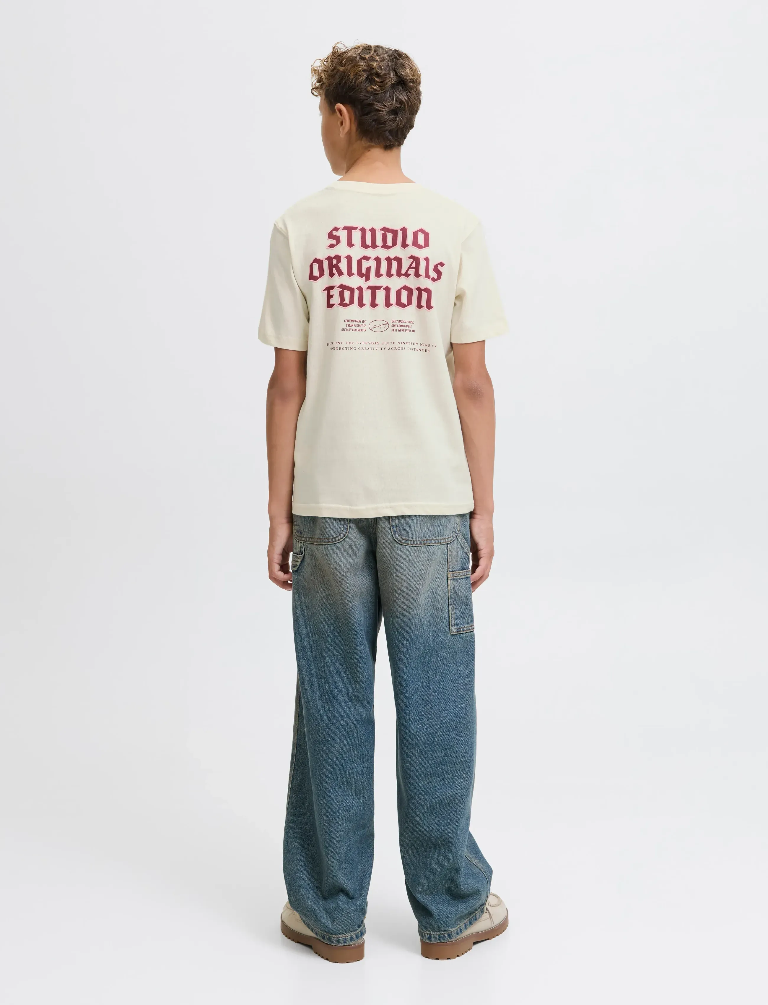 Jack & Jones - JORMEADOWS TYPO TEE SS CREW NECK JNR - stutterma bolir - antique white - 3
