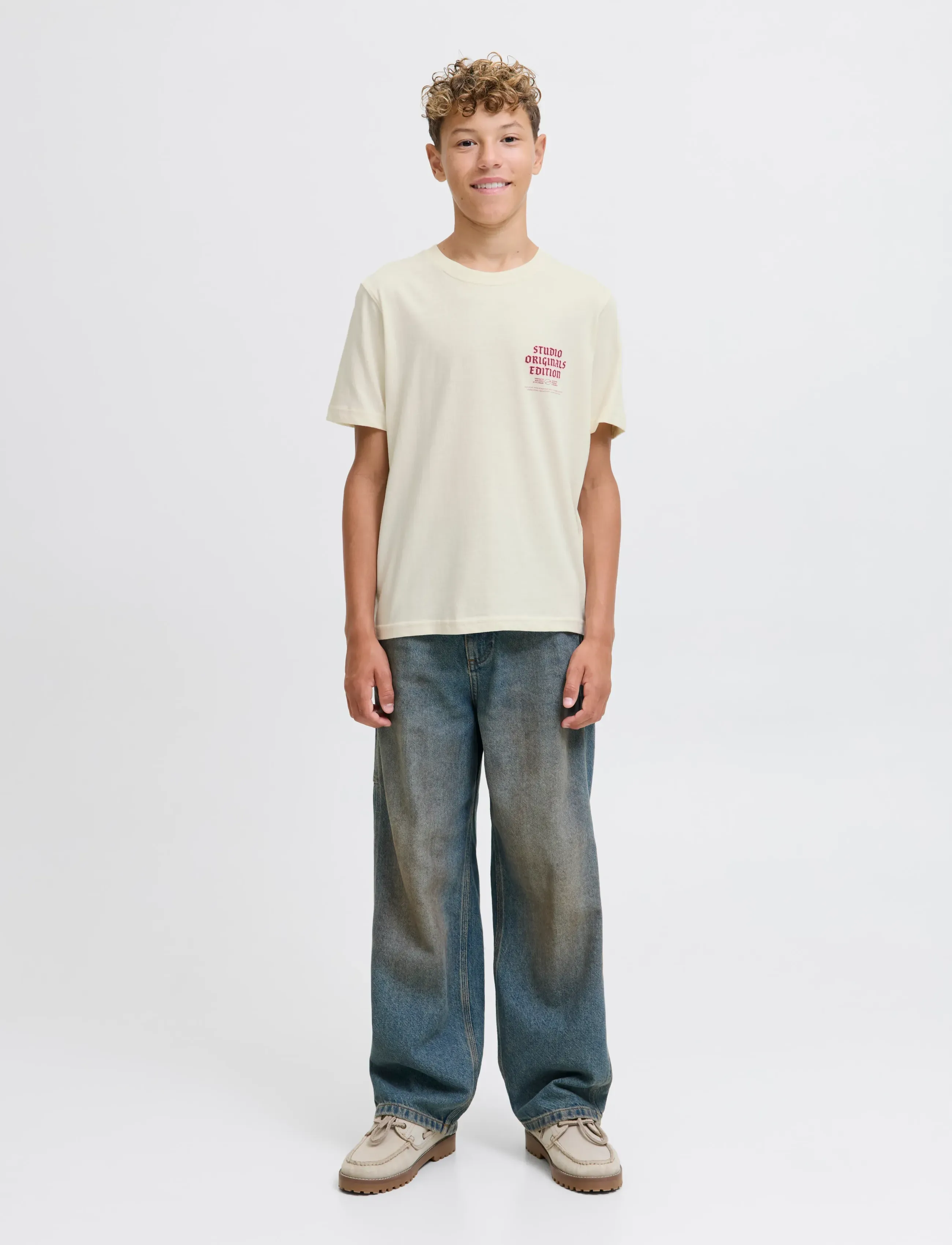 Jack & Jones - JORMEADOWS TYPO TEE SS CREW NECK JNR - stutterma bolir - antique white - 4