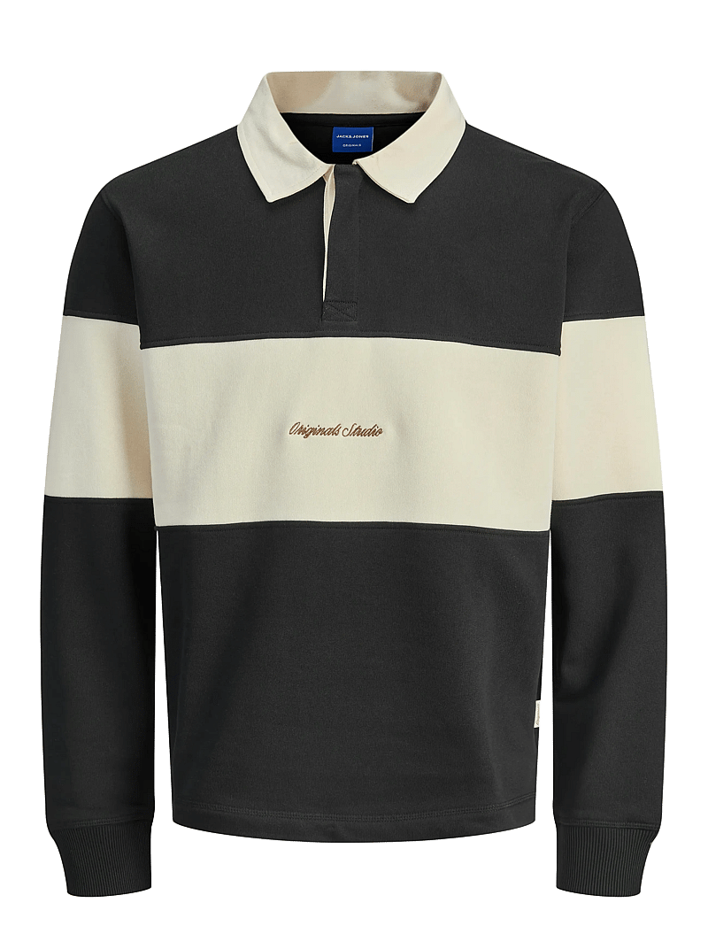Jack & Jones - JORNORREBRO BLOCKING SWEAT POLO JNR - langärmelig poloshirt - black - 1