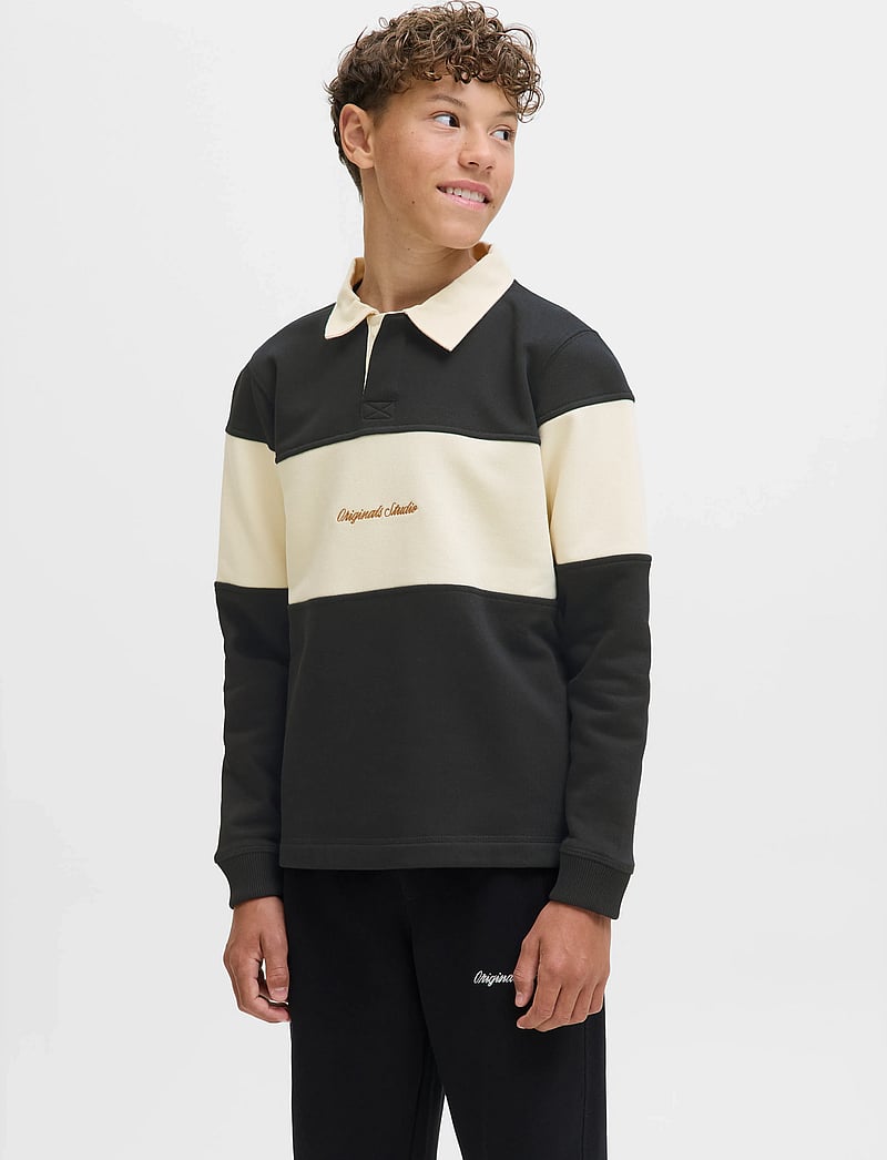 Jack & Jones - JORNORREBRO BLOCKING SWEAT POLO JNR - langärmelig poloshirt - black - 0