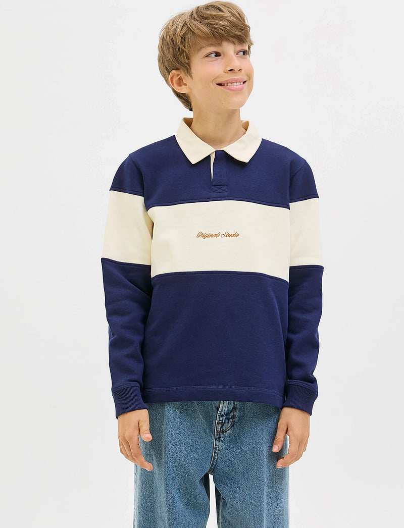 Jack & Jones - JORNORREBRO BLOCKING SWEAT POLO JNR - langärmelig poloshirt - ocean cavern - 0