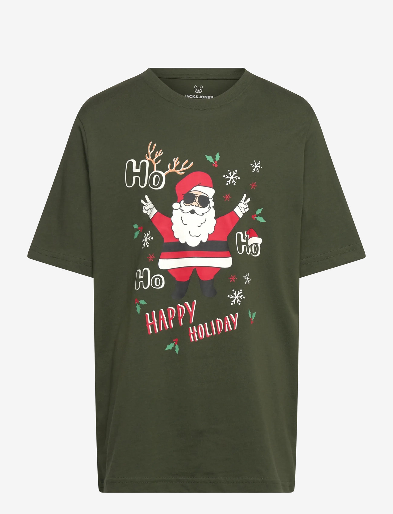 Jack & Jones - JJCHRISTMAS TEE SS CREW NECK JNR - kombu green - 0