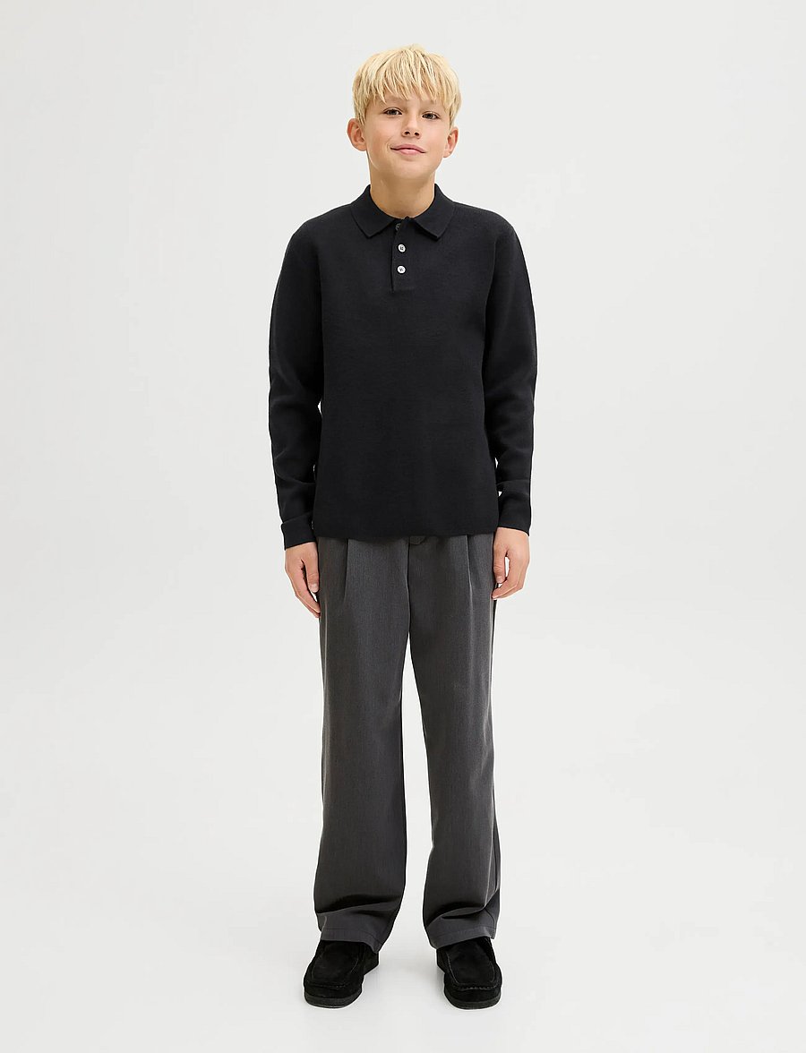 Jack & Jones - JPRBLABRADFORT KNIT POLO LN JNR - langærmede poloer - black - 4