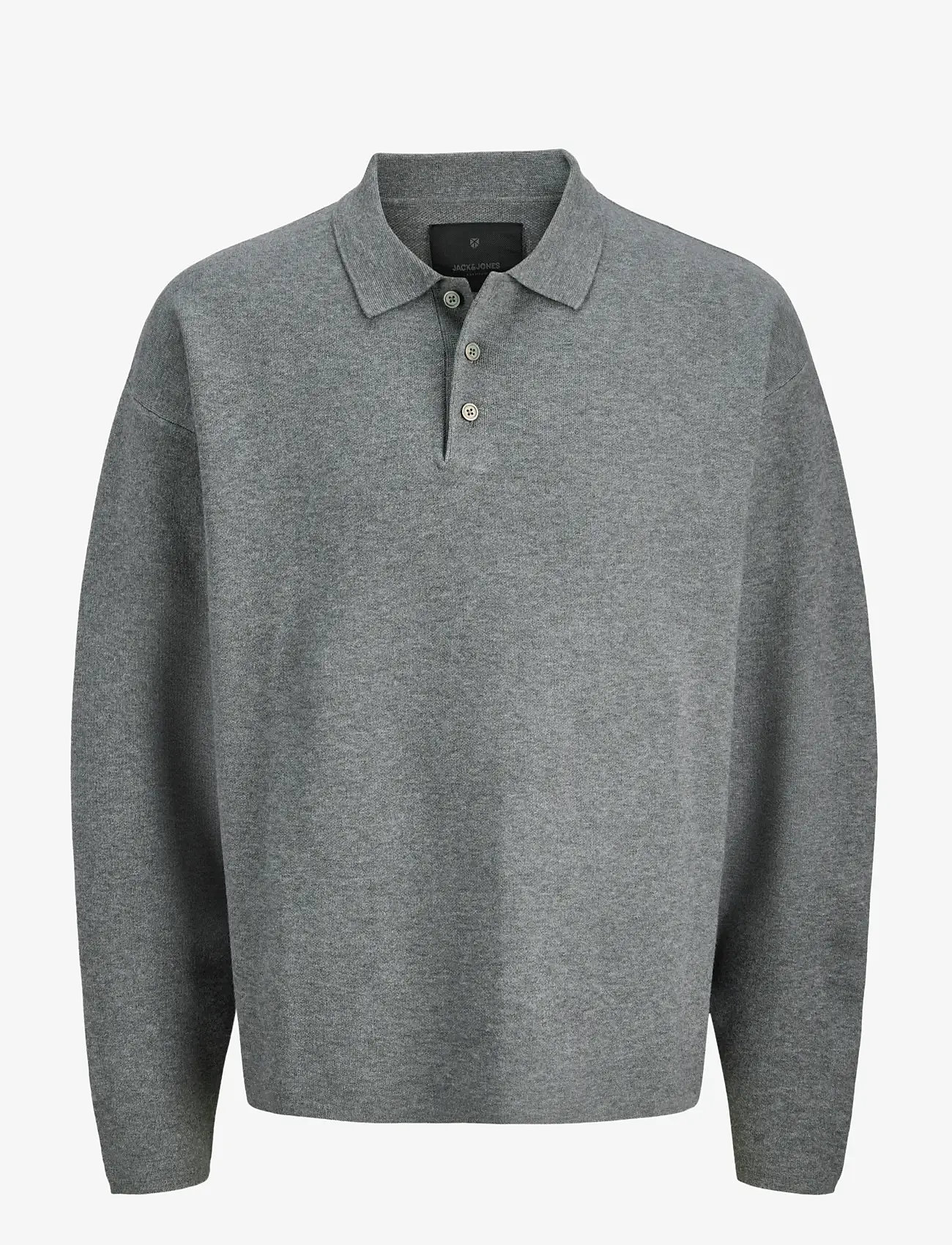 Jack & Jones - JPRBLABRADFORT KNIT POLO LN JNR - langärmelig poloshirt - medium grey melange - 1