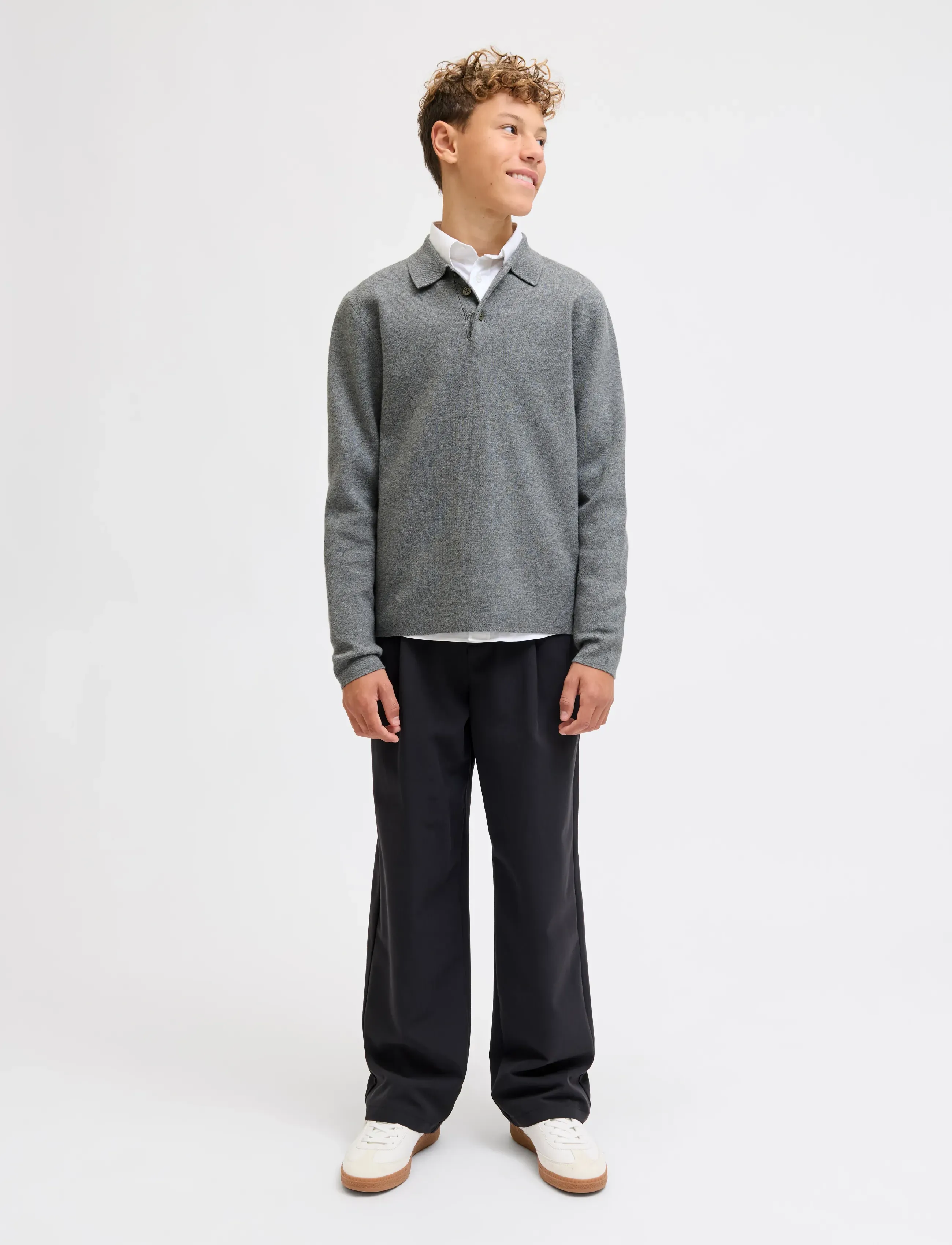 Jack & Jones - JPRBLABRADFORT KNIT POLO LN JNR - pikéer - medium grey melange - 4