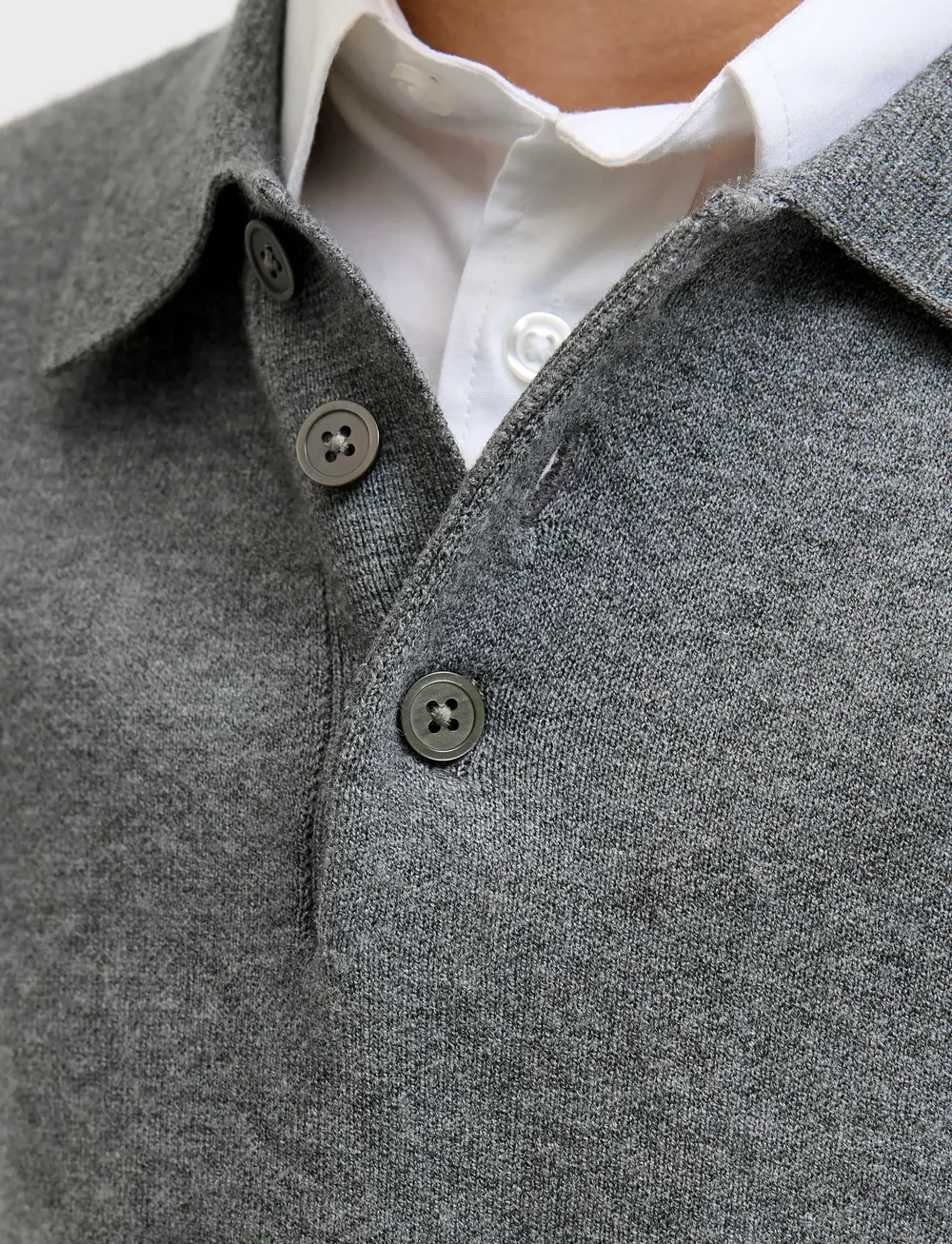 Jack & Jones - JPRBLABRADFORT KNIT POLO LN JNR - långärmade pikéer - medium grey melange - 5